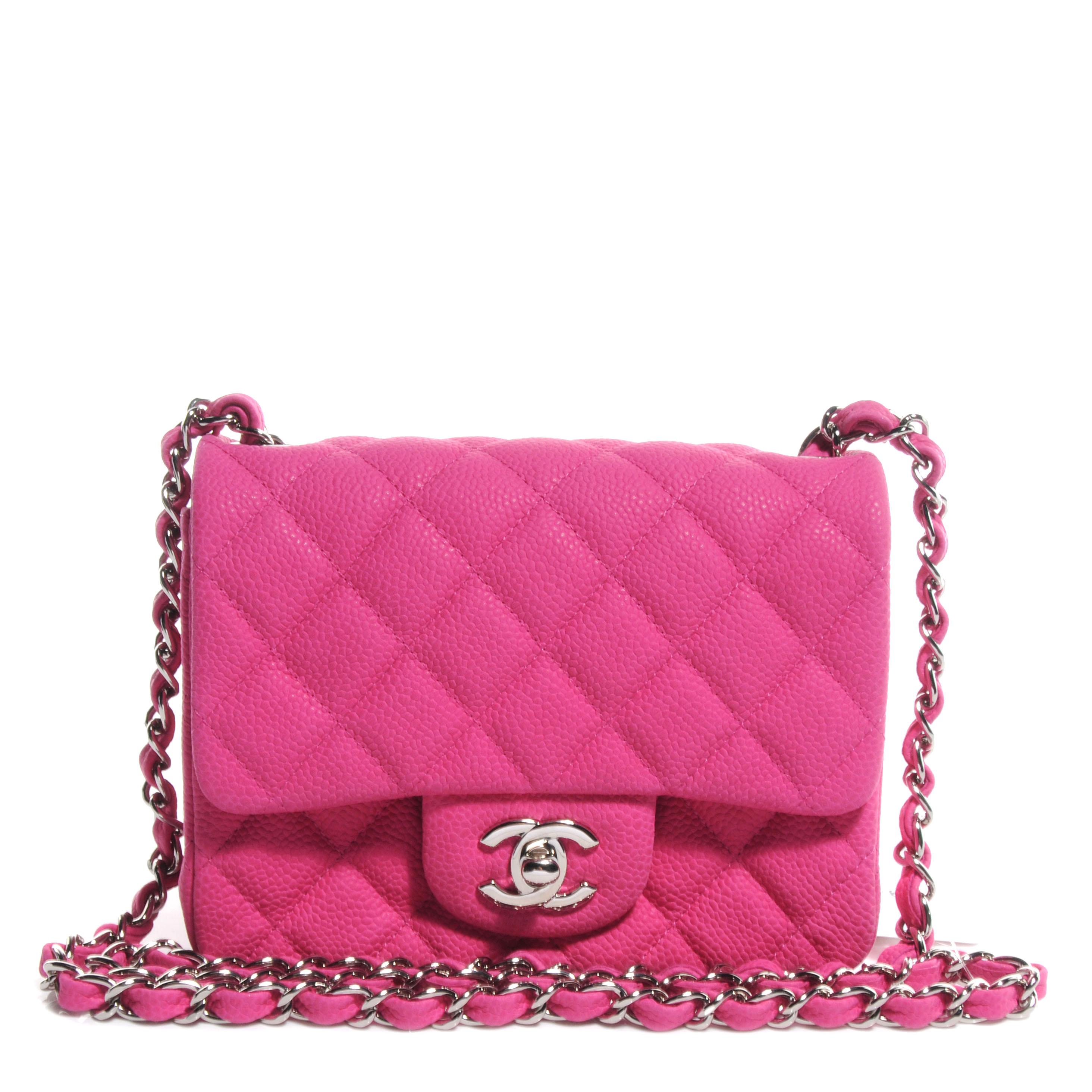 CHANEL Iridescent Caviar Quilted Mini Flap Hot Pink 59882 | FASHIONPHILE