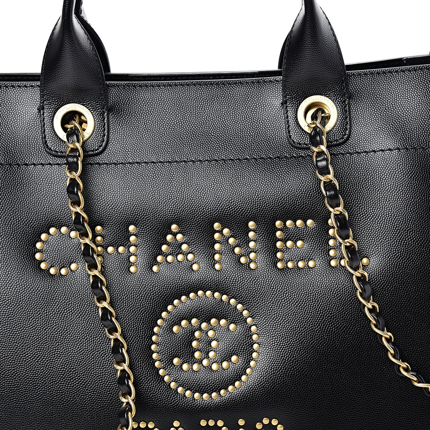 chanel caviar small studded deauville tote