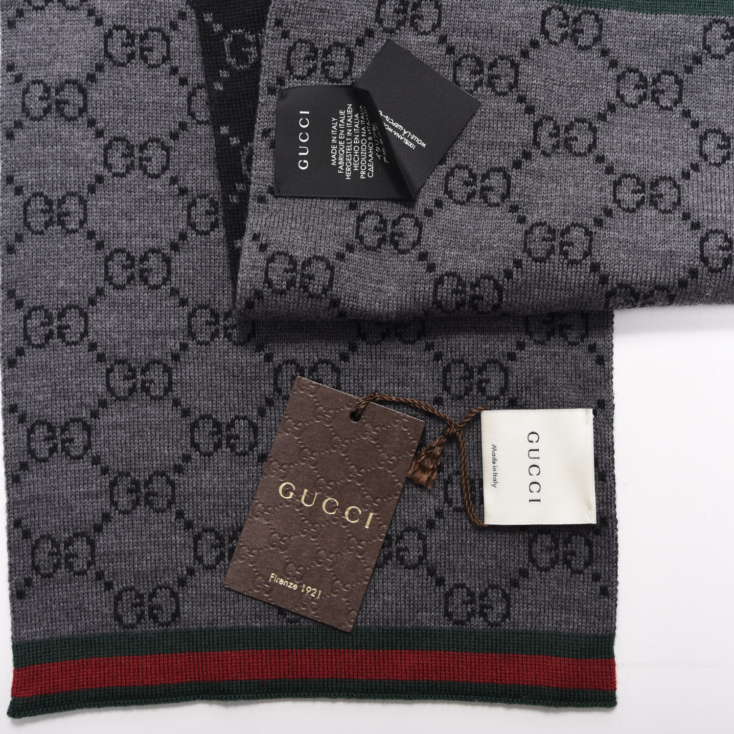 GUCCI Wool Monogram Web Scarf Black 561568