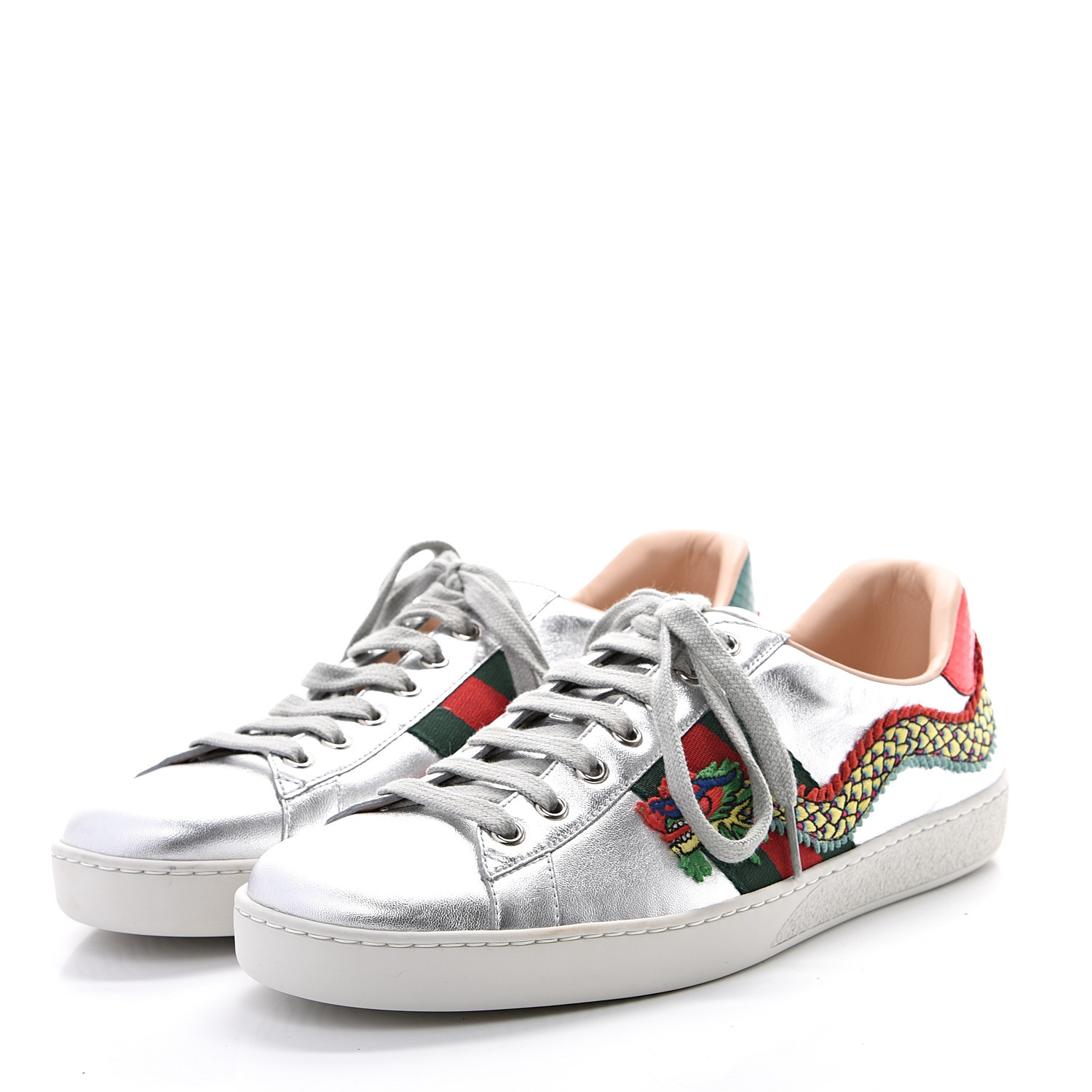 gucci silver dragon sneakers