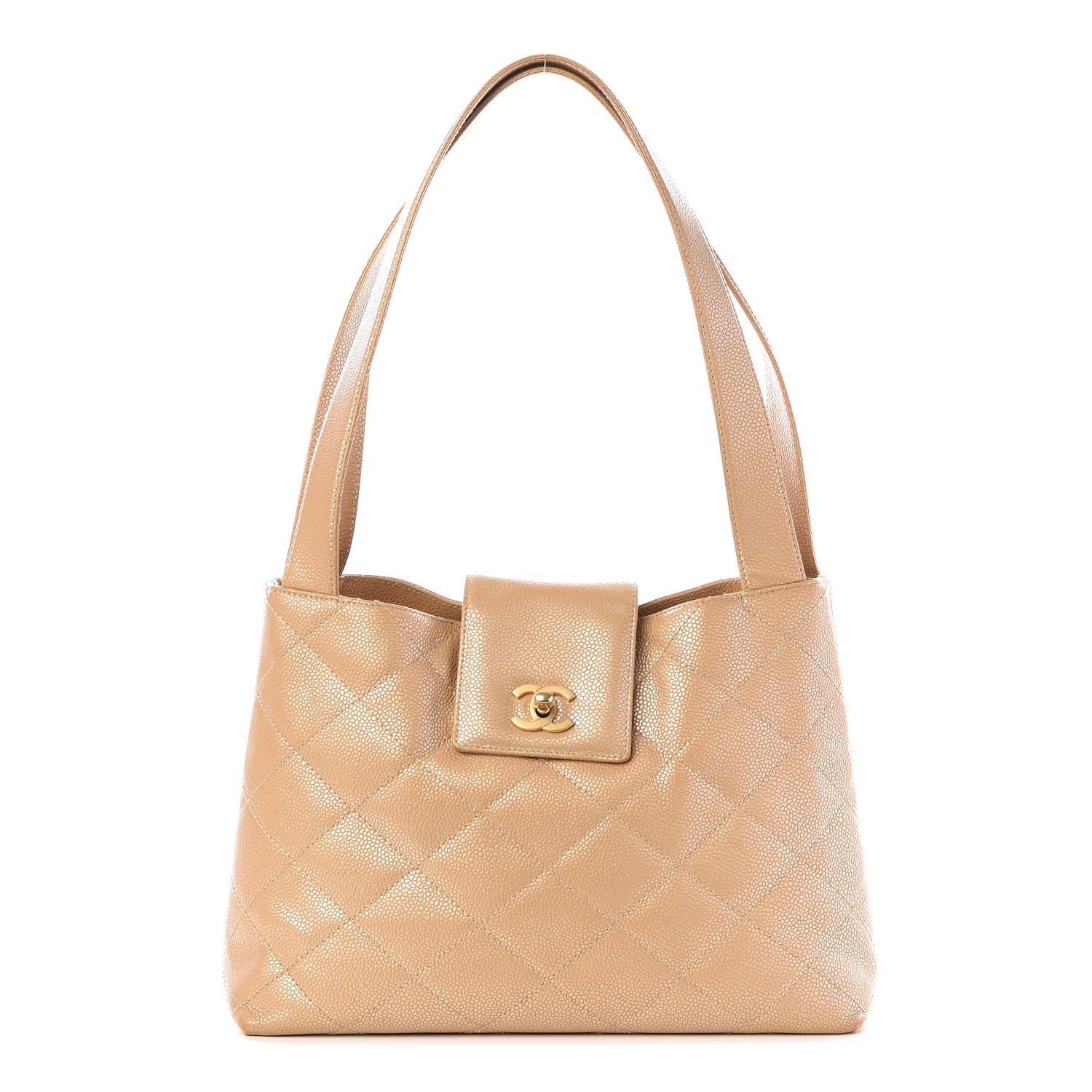 beige quilted bag