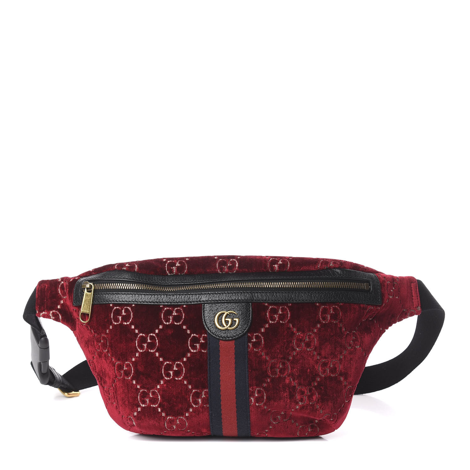 GUCCI GG Monogram Velvet Belt Bag Red Cipria 590468