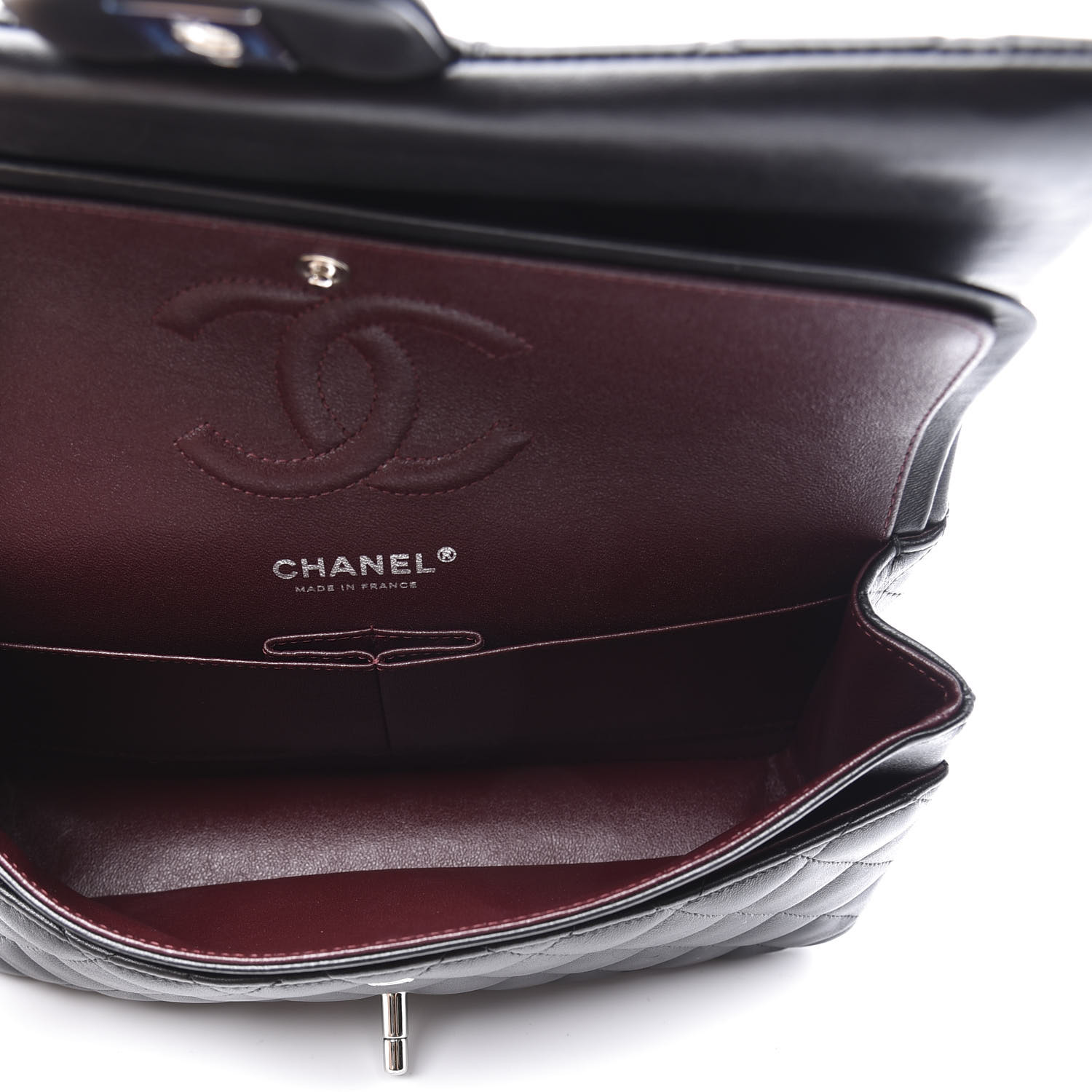 CHANEL Lambskin Quilted Medium Double Flap Black 590074