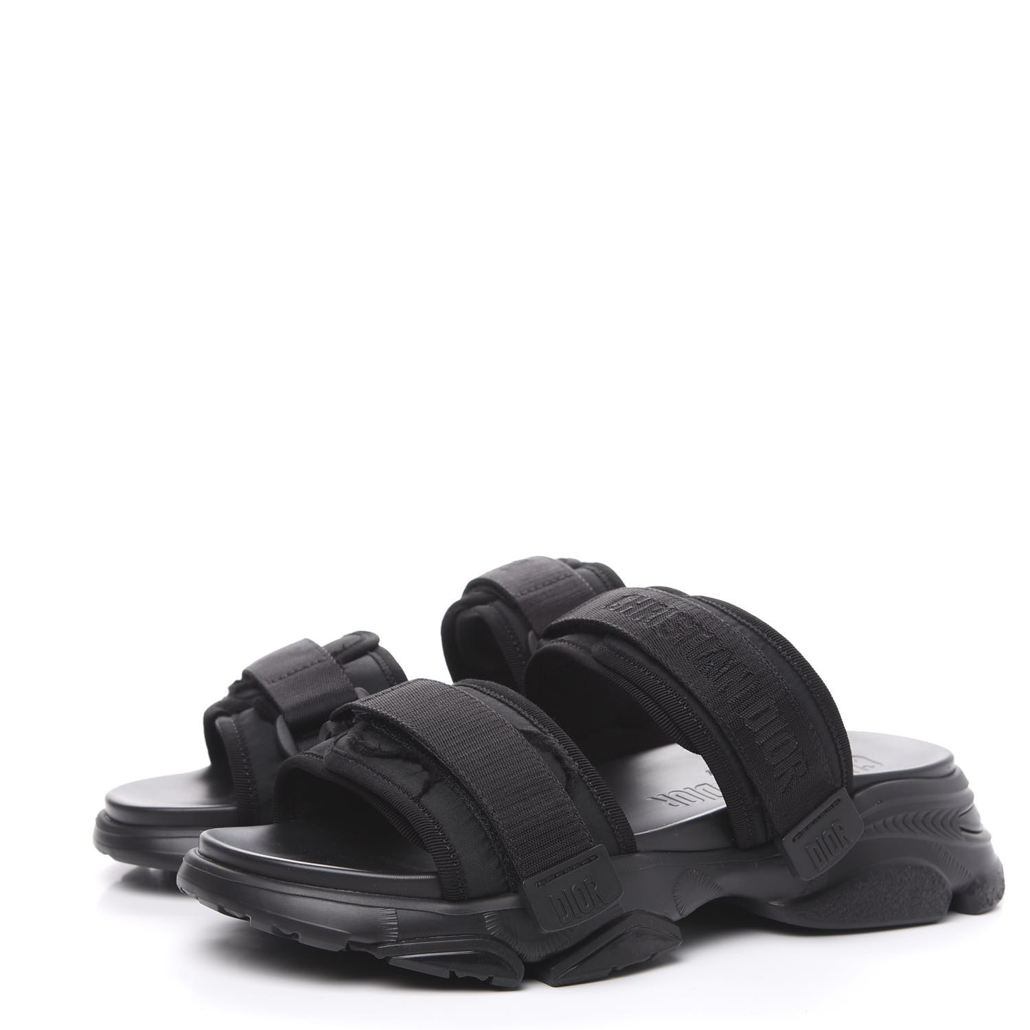 CHRISTIAN DIOR Technical Fabric D-Wander Slide Sandals 40 Black 589653 ...