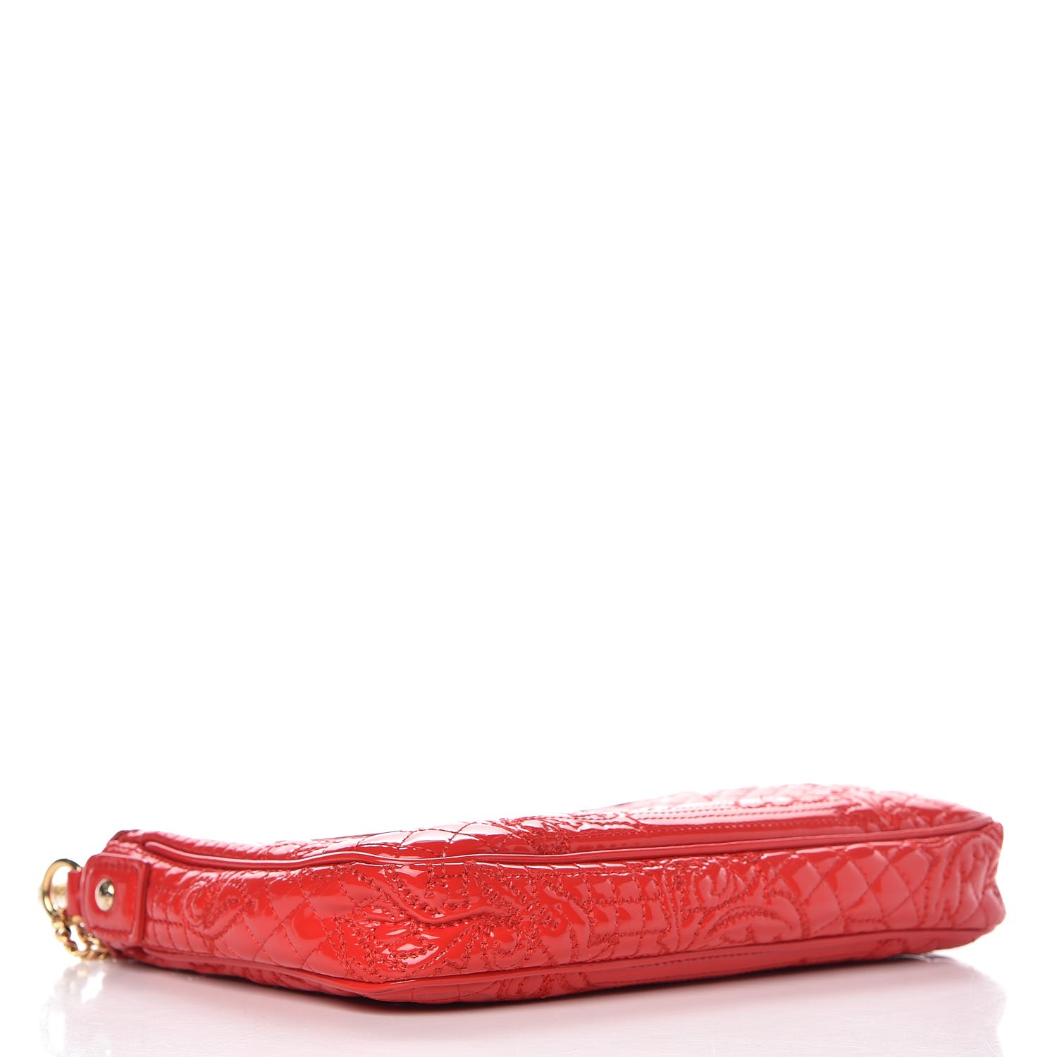 VERSACE Patent Barocco Quilted Vanitas Chain Crossbody Bag Red 285594