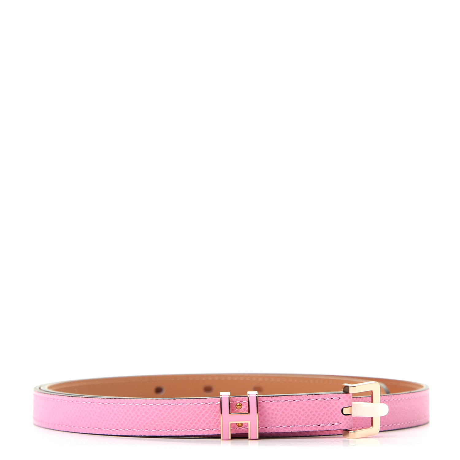 HERMES Epsom 15mm Pop H Belt 85 5P Pink 787617 | FASHIONPHILE