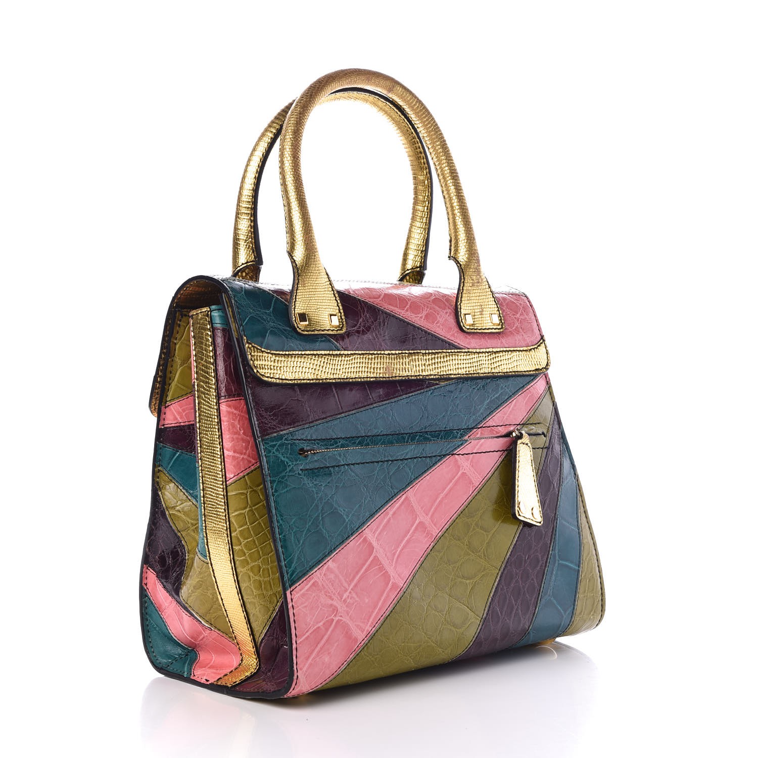 VALENTINO Patchwork Crocodile Dome Handbag Multicolor 308855