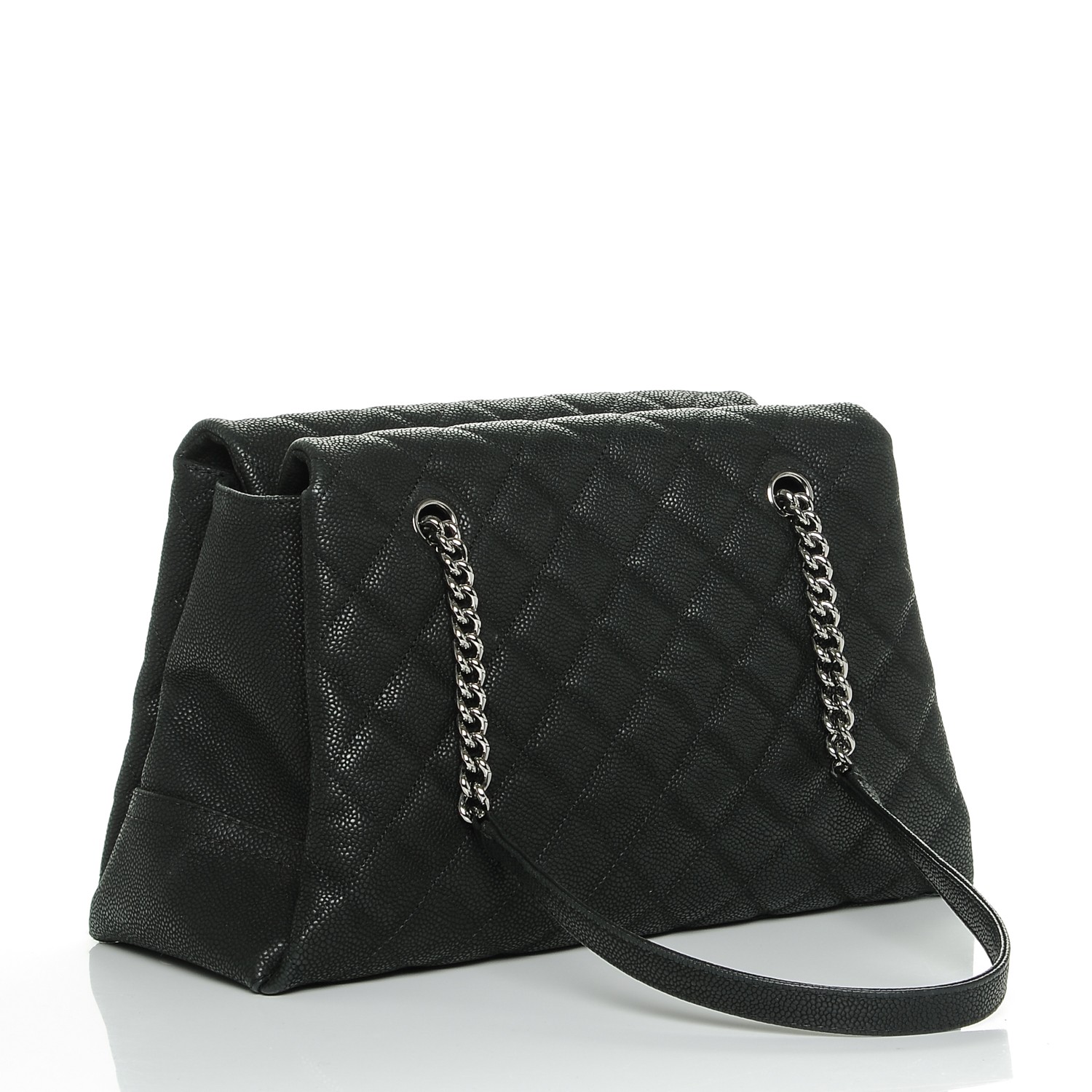 CHANEL Iridescent Caviar Quilted Lady Pearly Tote Black 187902