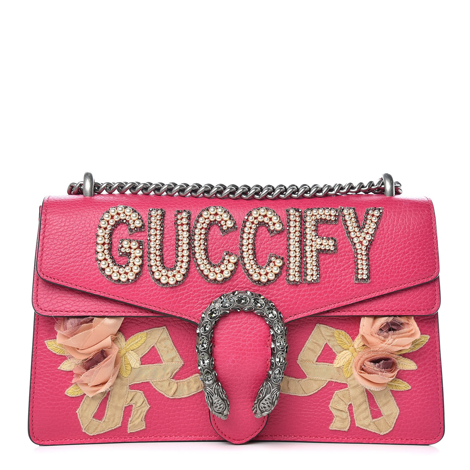 GUCCI Pebbled Calfskin Embellished Guccify Small Dionysus Shoulder Bag ...