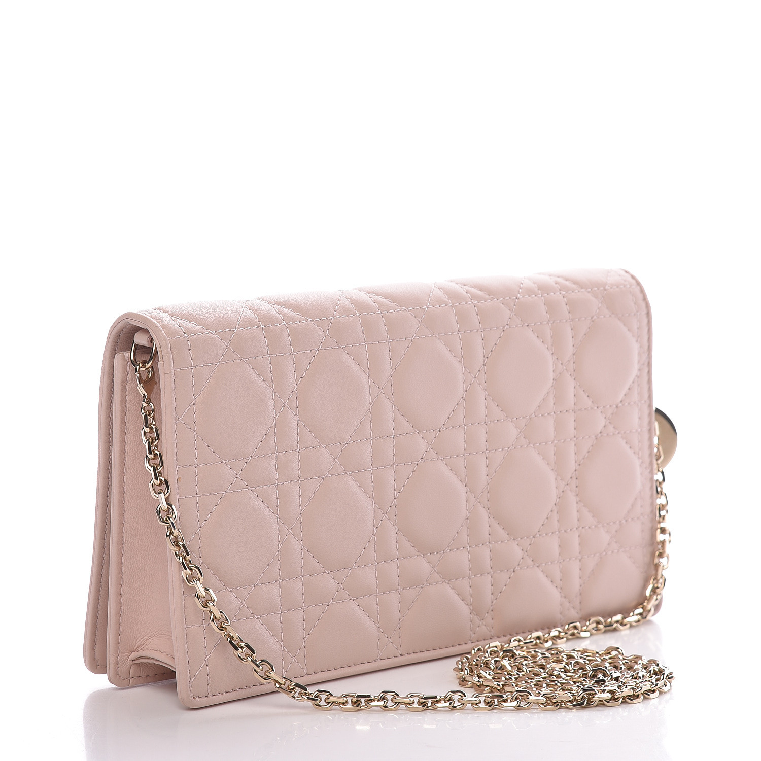 CHRISTIAN DIOR Lambskin Cannage Lady Dior Convertible Clutch Pink 467728