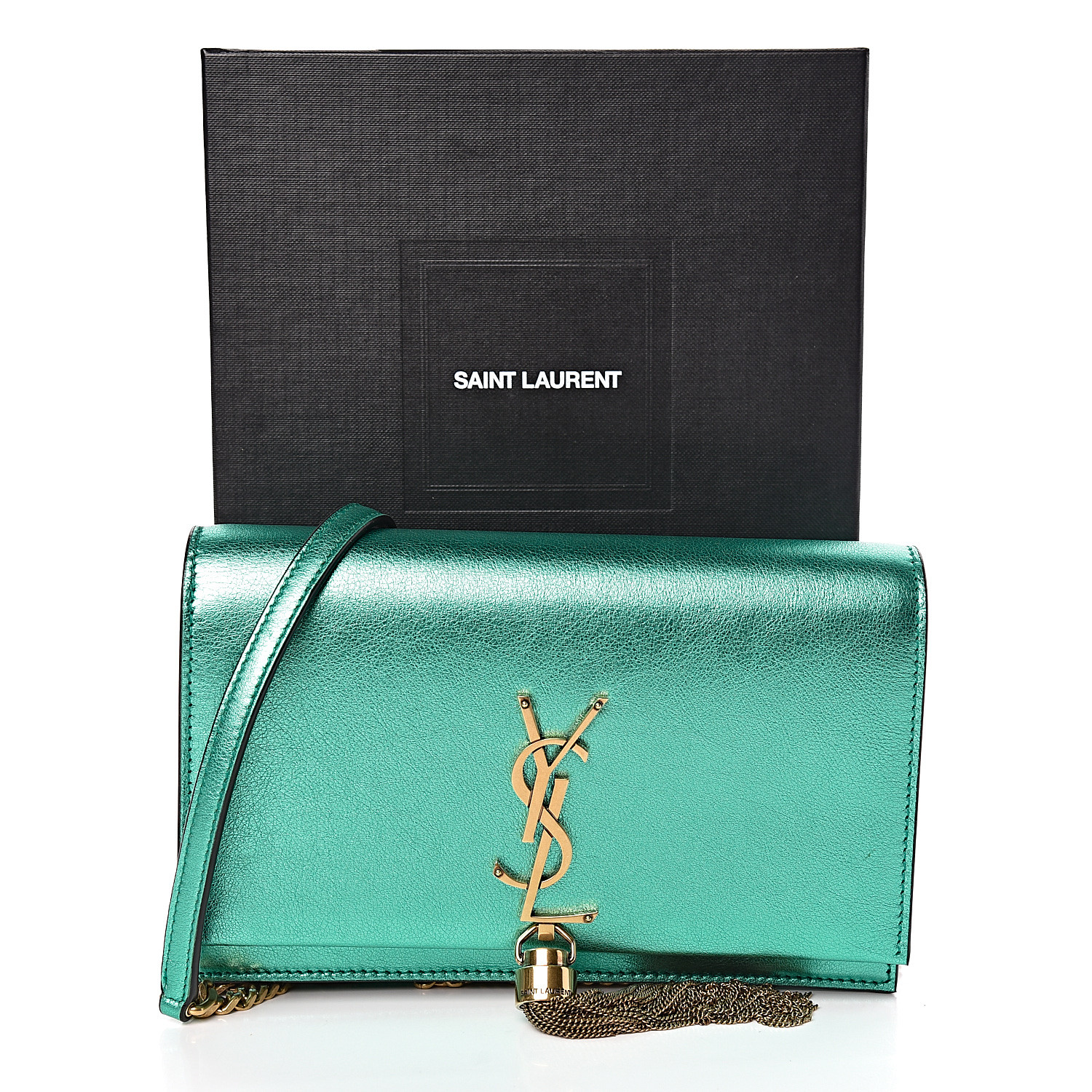 saint laurent quilted calfskin leather wallet on a chain