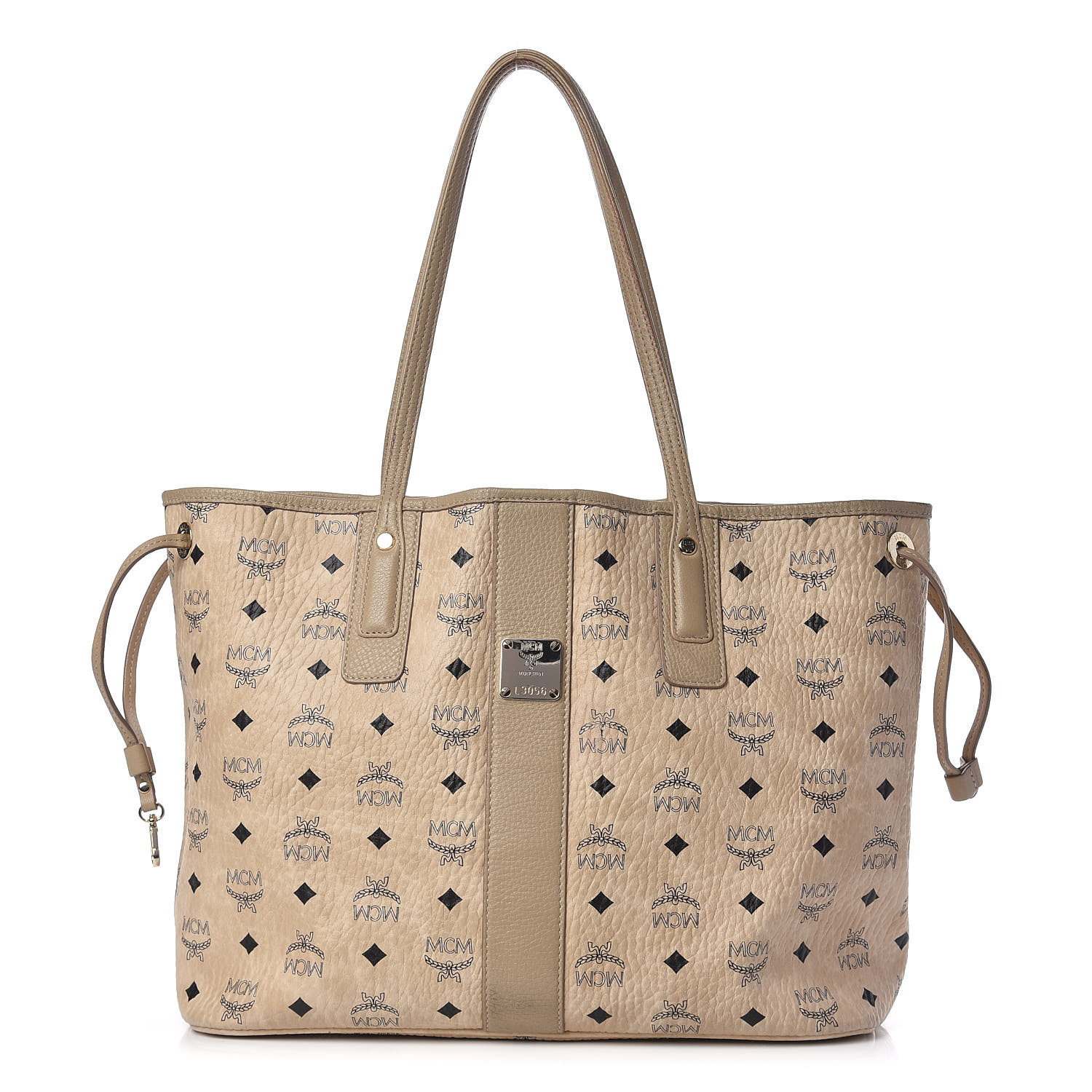 MCM Visetos Medium Liz Reversible Shopper Tote Beige 604854 | FASHIONPHILE