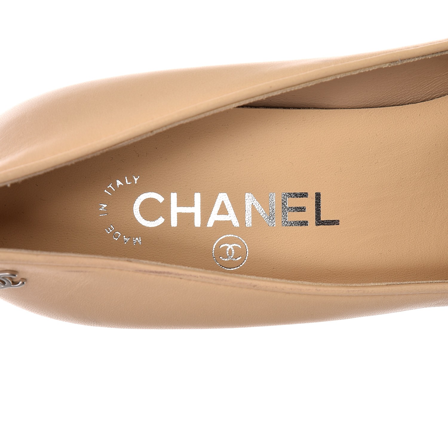 CHANEL Lambskin Cap Toe Bow Pumps 39.5 Beige Black 207904