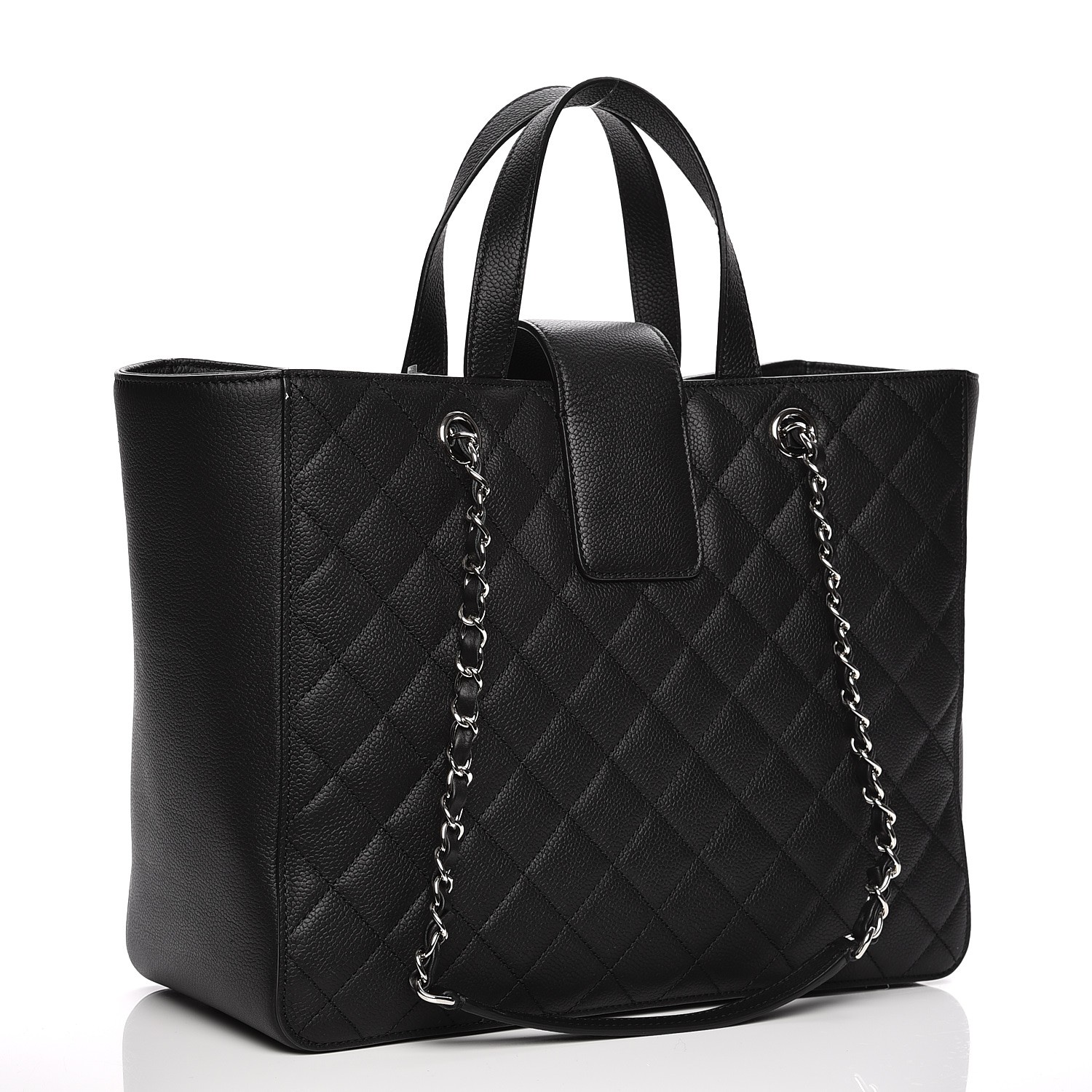 CHANEL Caviar Quilted Large CC Shopping Tote Black 207900