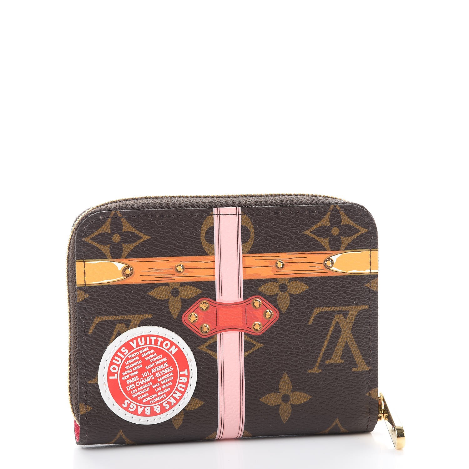 Louis Vuitton Coin Purse Zippy Monogram Summer Trunk Collection Brown/Pink  in Coated Canvas with Gold-tone - US