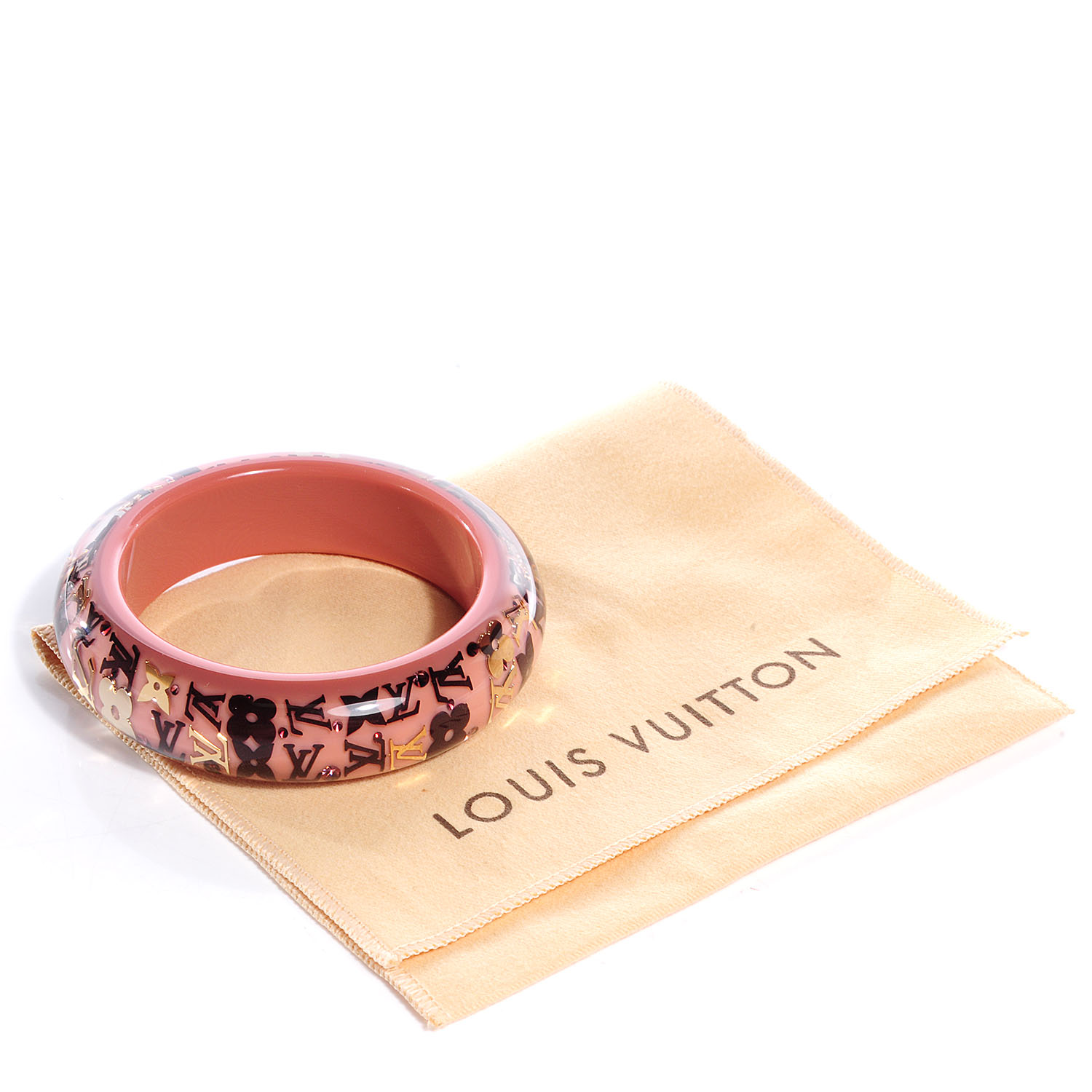 LOUIS VUITTON Calfskin Braided Clic It Fun and Sun Bracelet 17 Rose White  1020527