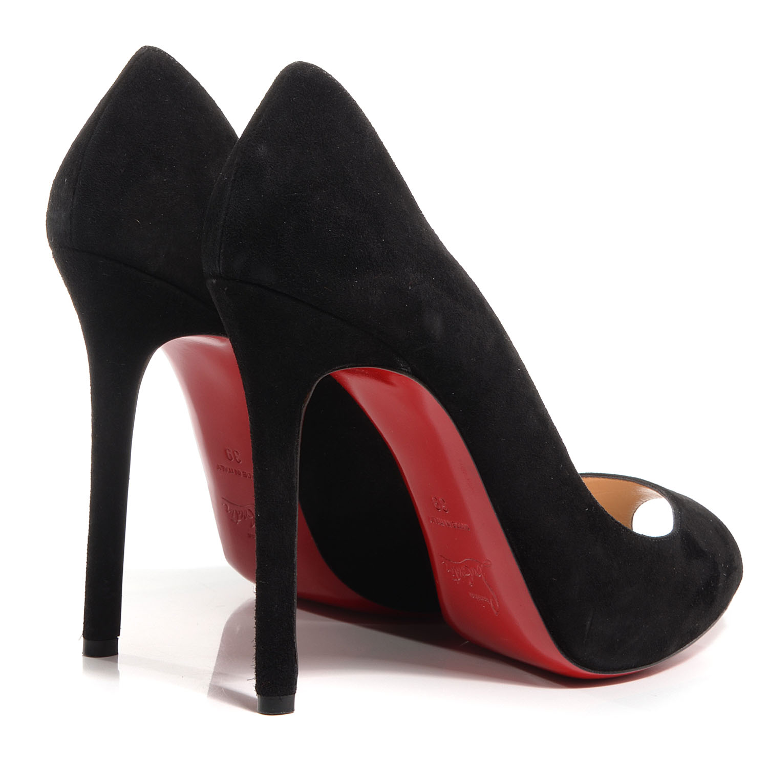 CHRISTIAN LOUBOUTIN Suede Flo 120 Peep Toe Pumps 39 Black 75292