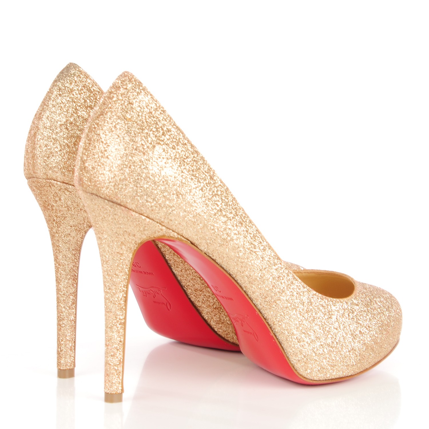 CHRISTIAN LOUBOUTIN Glitter New Declic 120 Pumps 38 Gold 132790