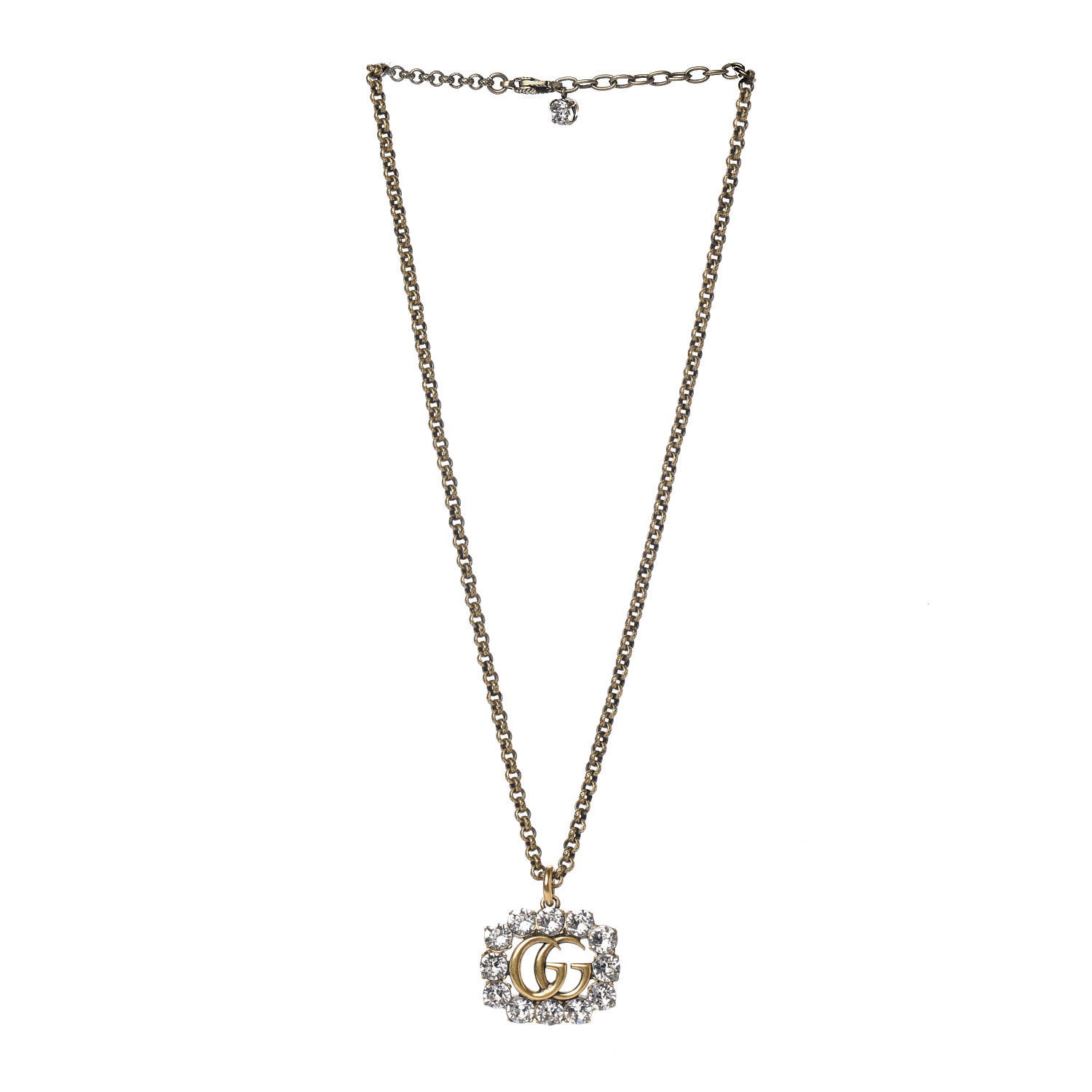 gucci crystal double g necklace