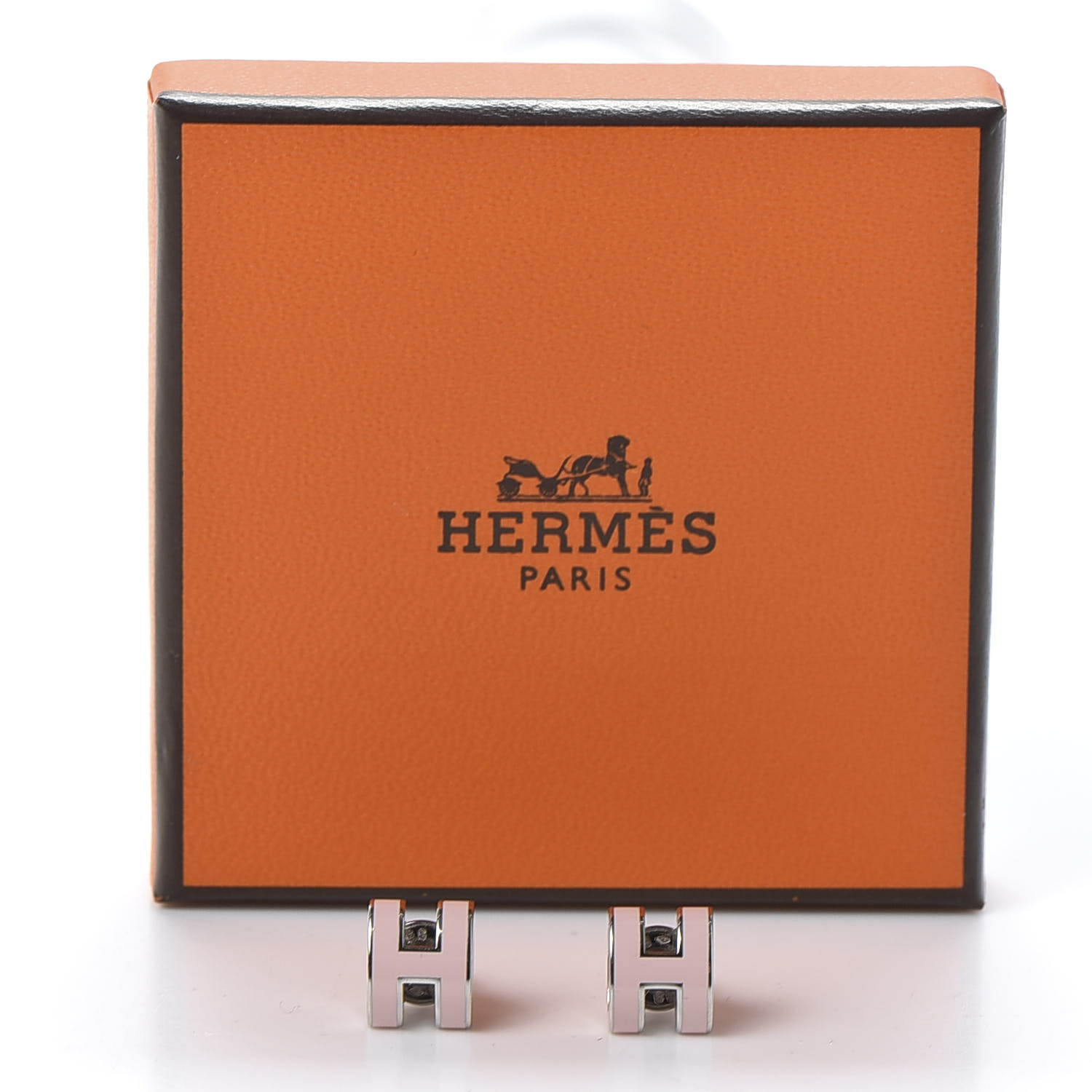 HERMES Silver Lacquered Pop H Earrings Rose Dragee 574349 | FASHIONPHILE