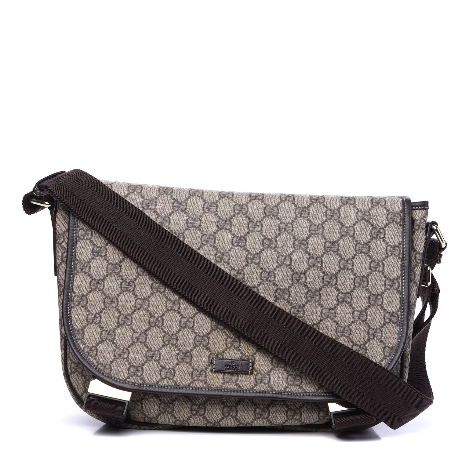 GUCCI GG Plus Monogram Medium Flat Messenger Bag Dark Brown 568358