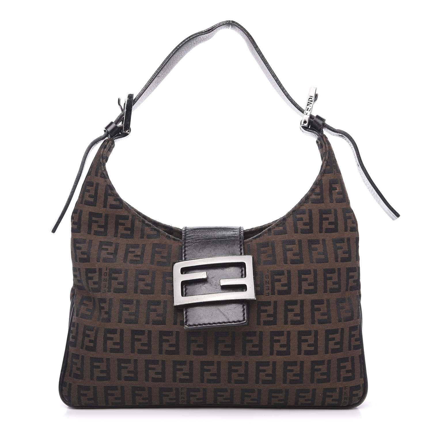 FENDI Zucchino Shoulder Bag Tobacco 577408 | FASHIONPHILE