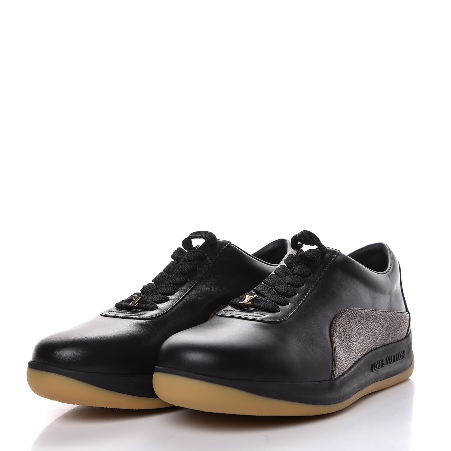 LOUIS VUITTON X SUPREME Calfskin Monogram Supreme Sneakers 7.5 Black 331636