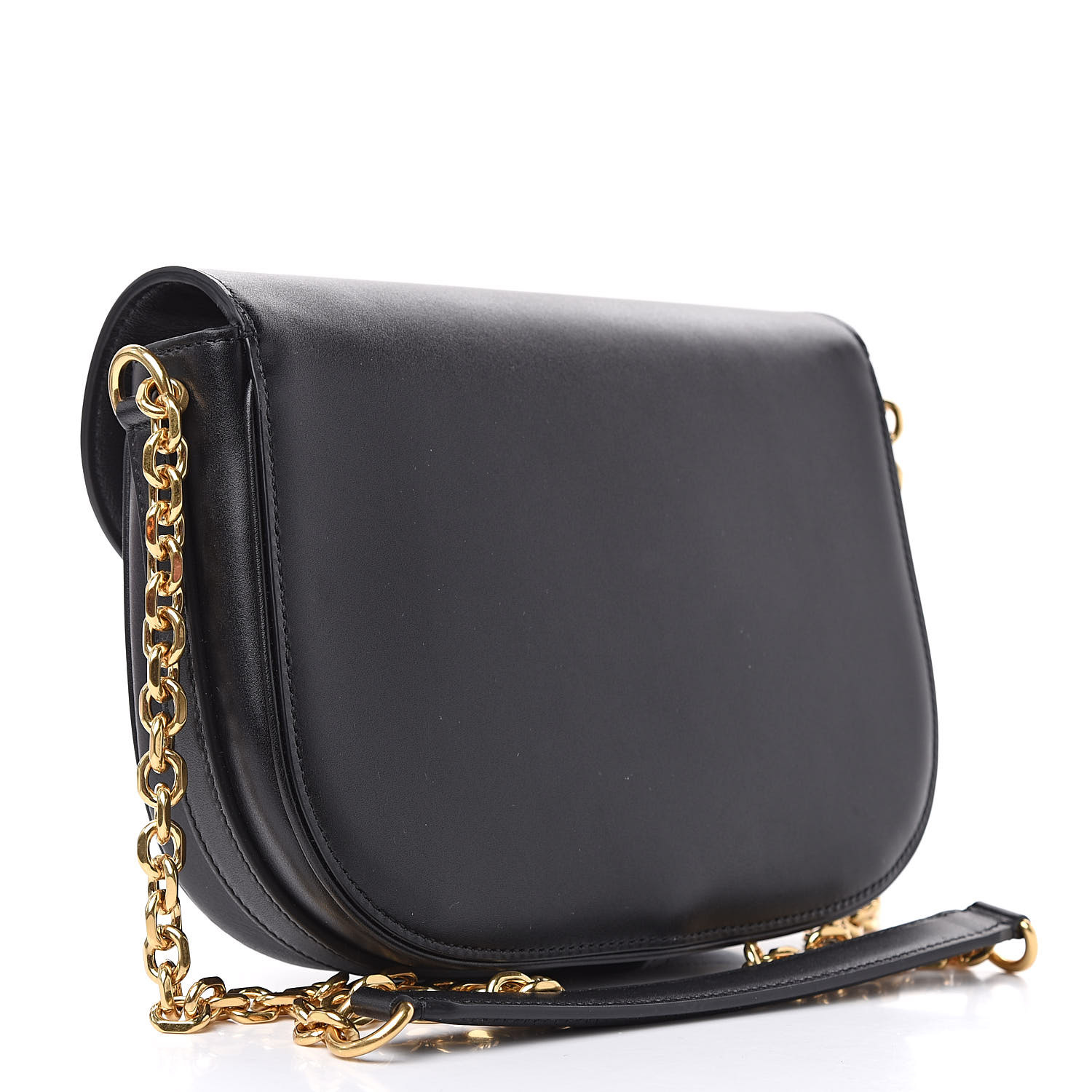 CELINE Shiny Calfskin Medium Chain Maillon Triomphe Black 496479