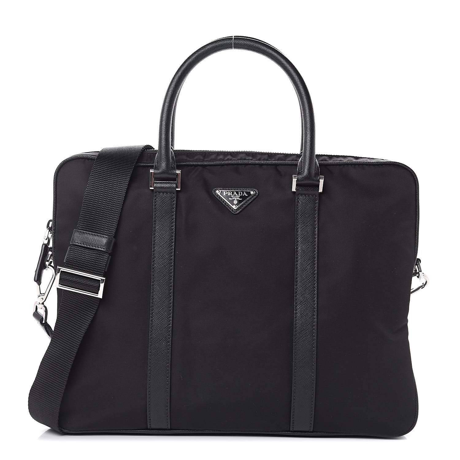 PRADA Tessuto Nylon Saffiano Briefcase Black 500288