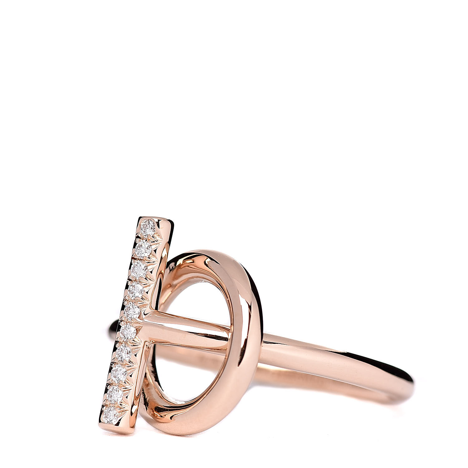 HERMES 18K Rose Gold Diamond PM Echappee Ring 52 6 499217