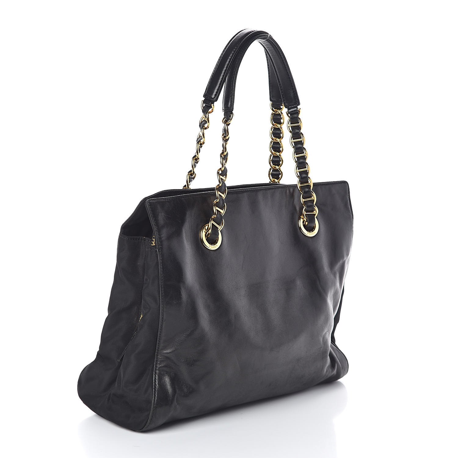 PRADA Nappa Tessuto Nylon Chain Tote Black 503315