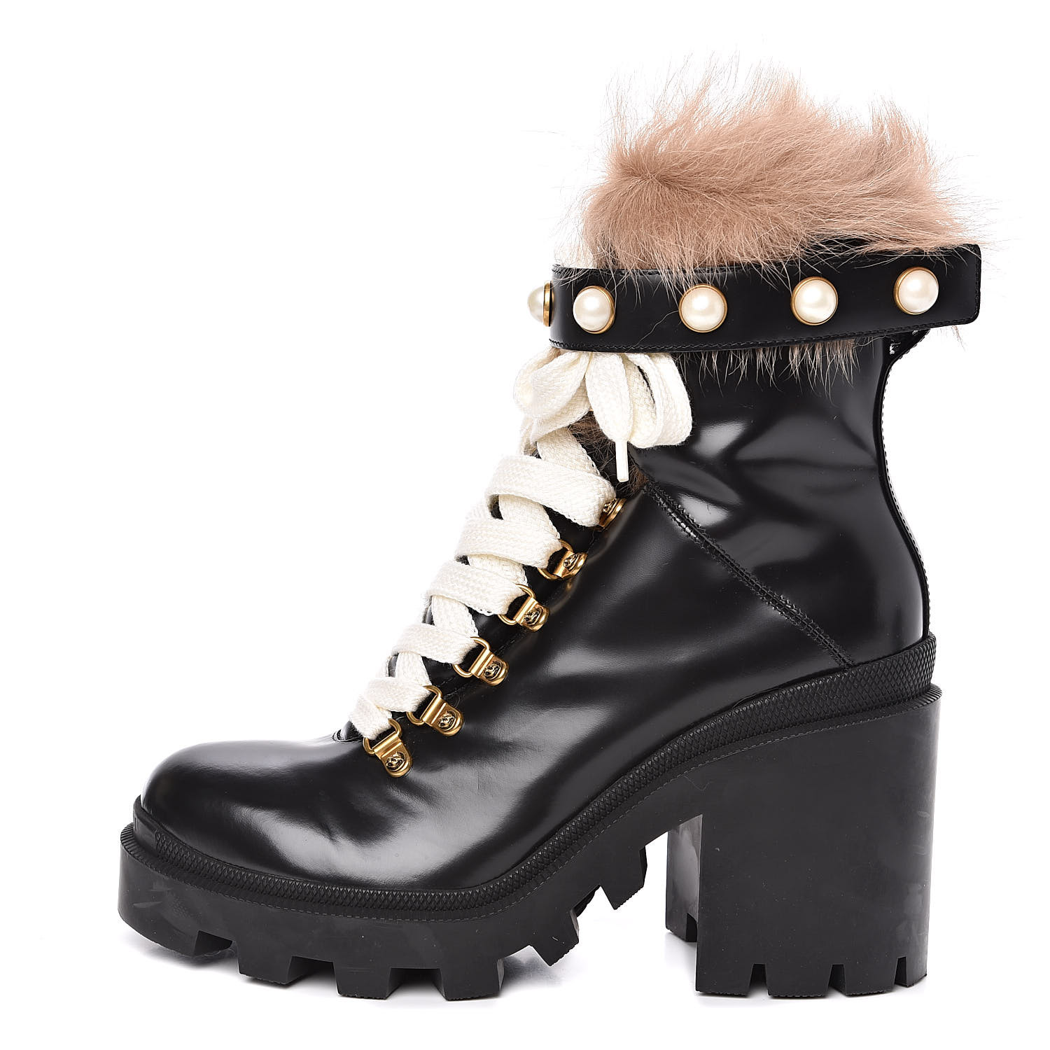 gucci combat boots with pearls