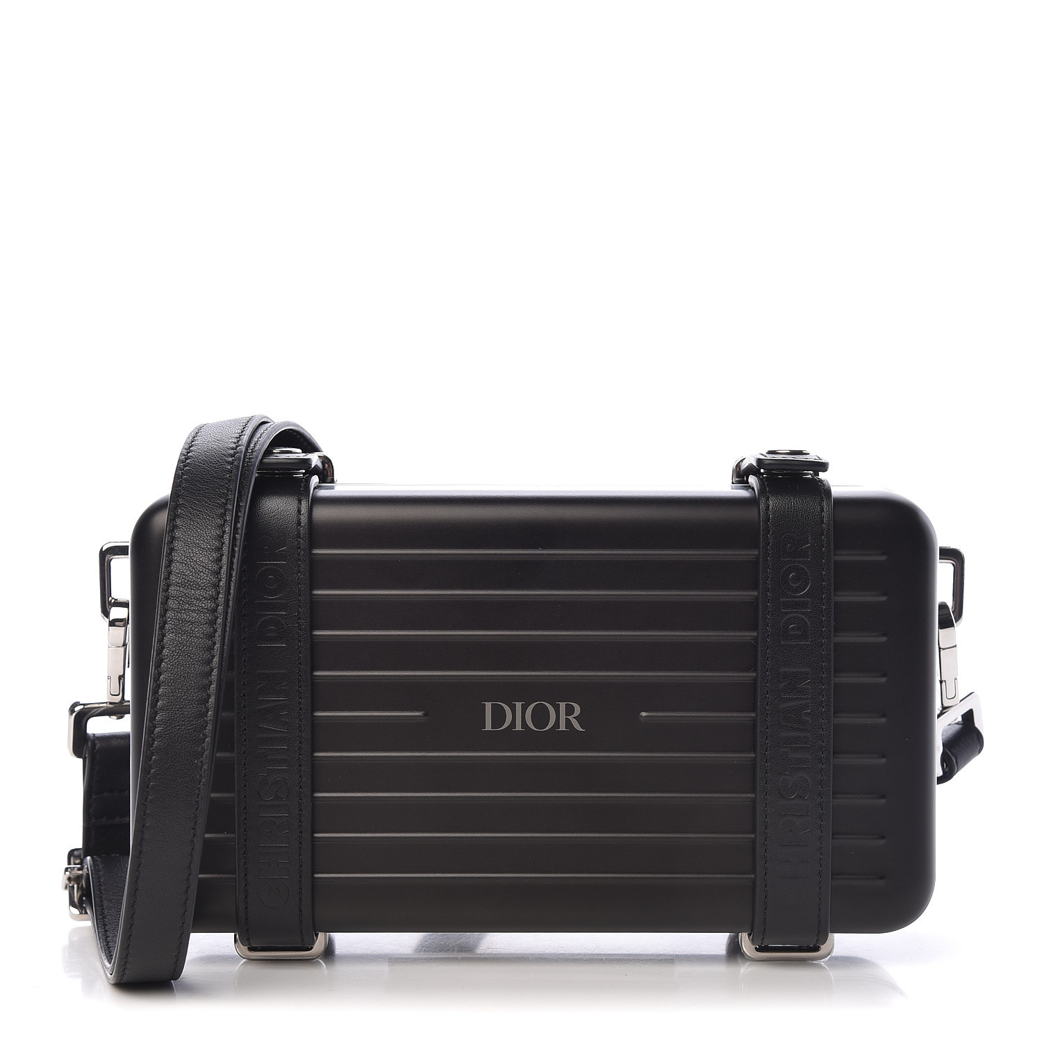 CHRISTIAN DIOR X RIMOWA Aluminum Personal Clutch On Strap Black 464975