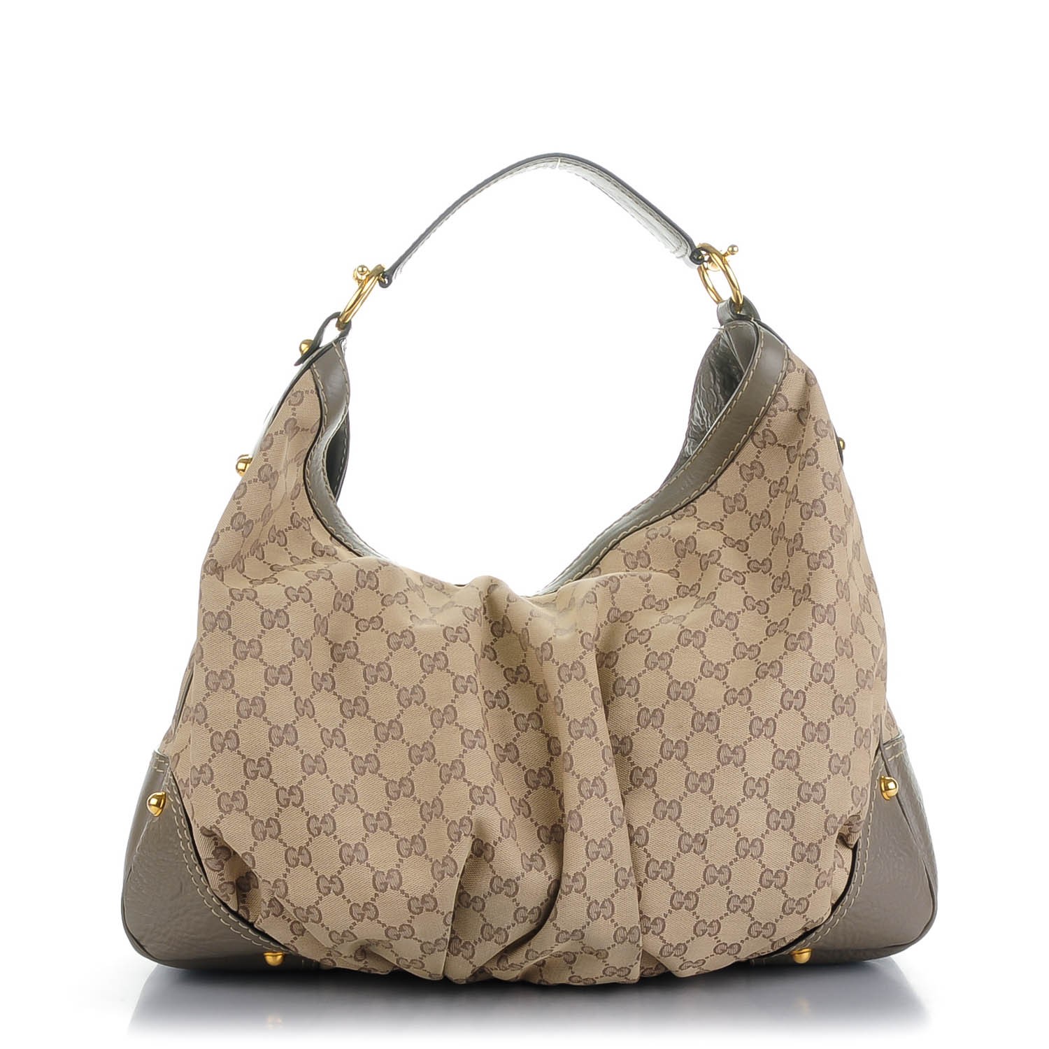 GUCCI Monogram Large Jockey Hobo Grey 146299