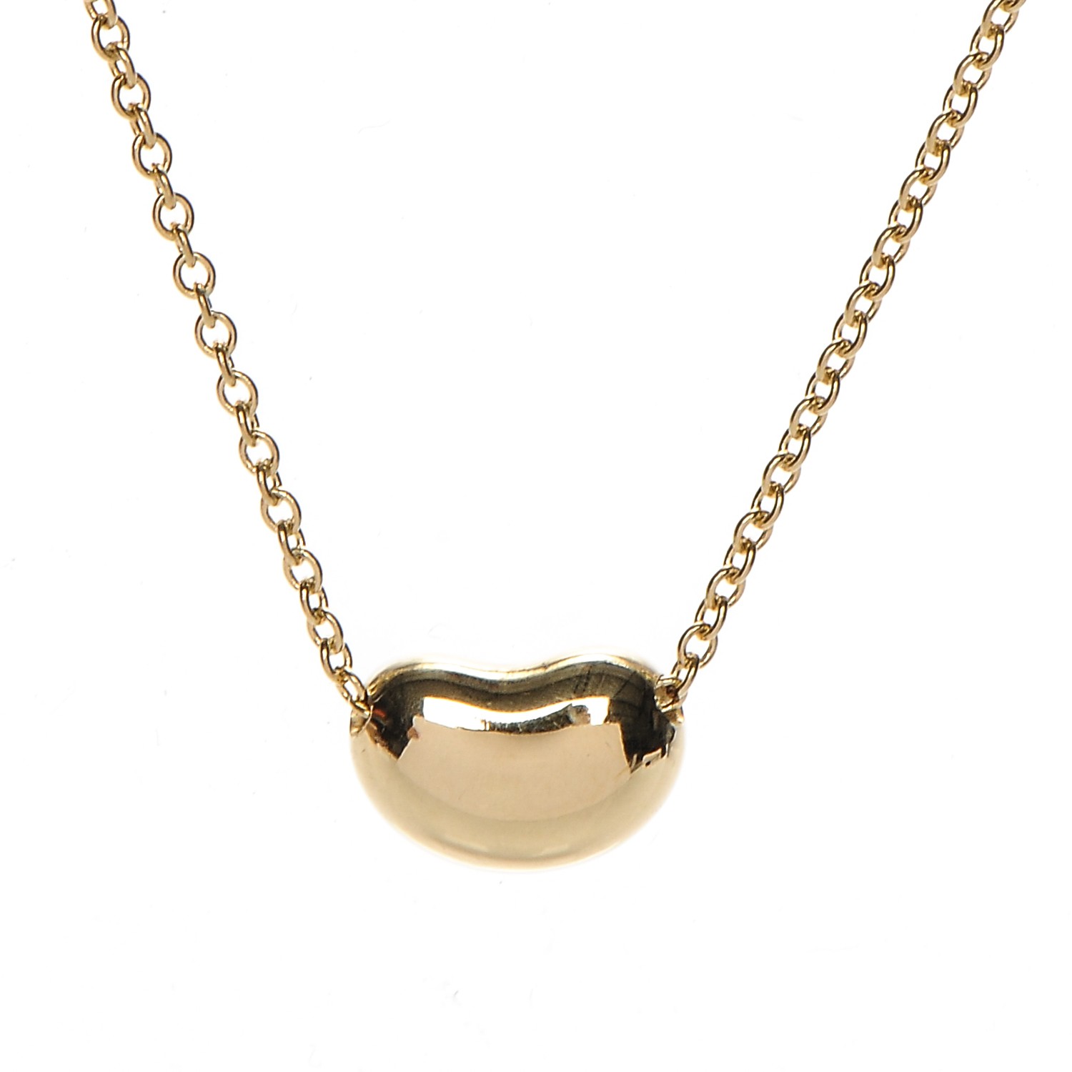 TIFFANY 18K Yellow Gold Elsa Peretti Bean Pendant Necklace 193465