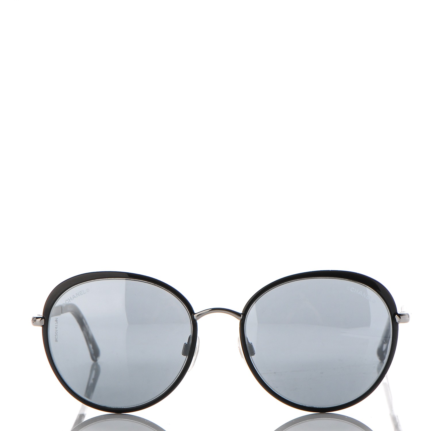 CHANEL Round Spring Sunglasses 4206 Black Silver 190692 | FASHIONPHILE