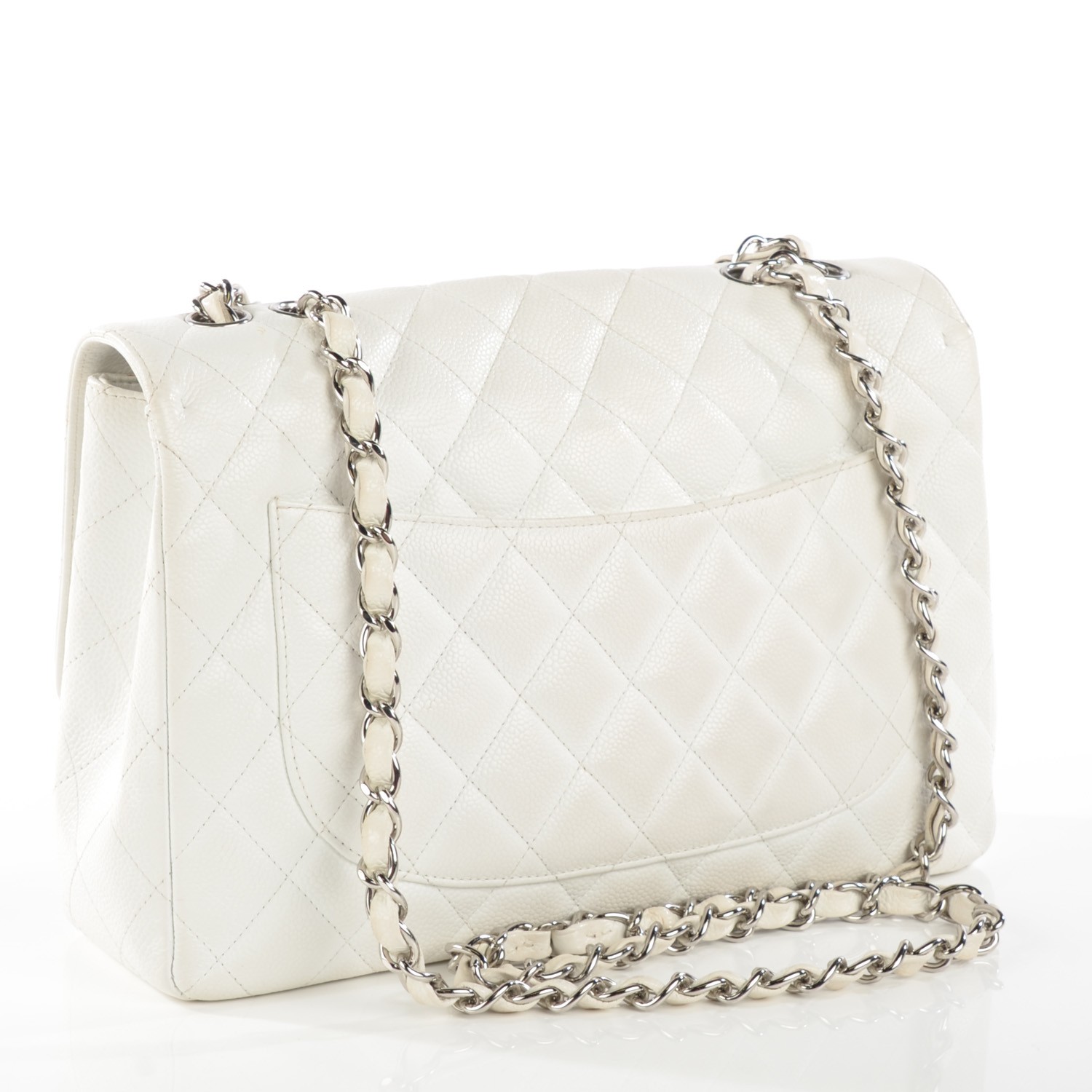 CHANEL Caviar Quilted Jumbo Single Flap White 119324