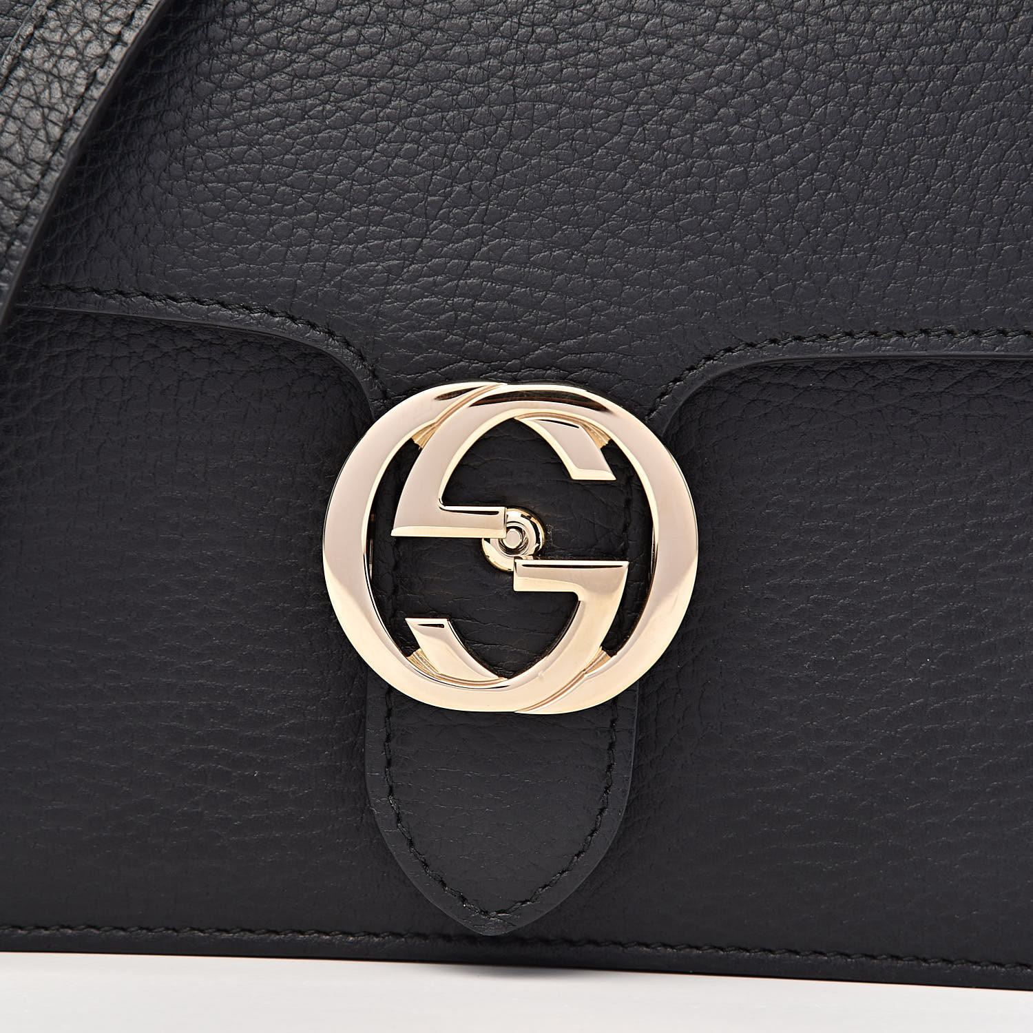 GUCCI Dollar Calfskin Small Interlocking G Shoulder Bag Black 513287 ...