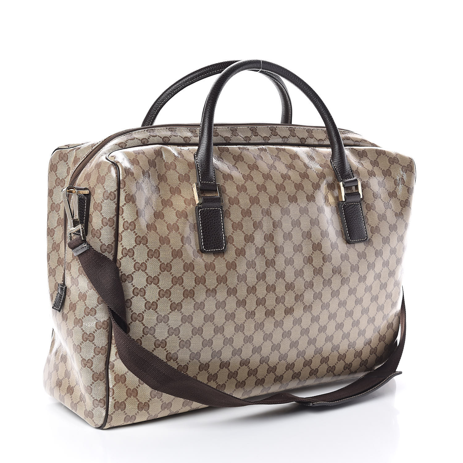 GUCCI Crystal Monogram Large Carry On Duffle Bag Dark Brown 507903