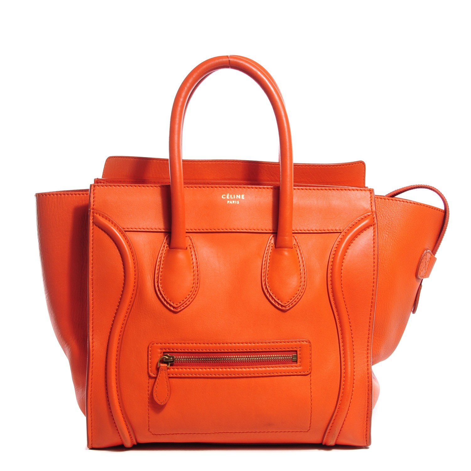 CELINE Smooth Calfskin Mini Luggage Orange 112708 | FASHIONPHILE