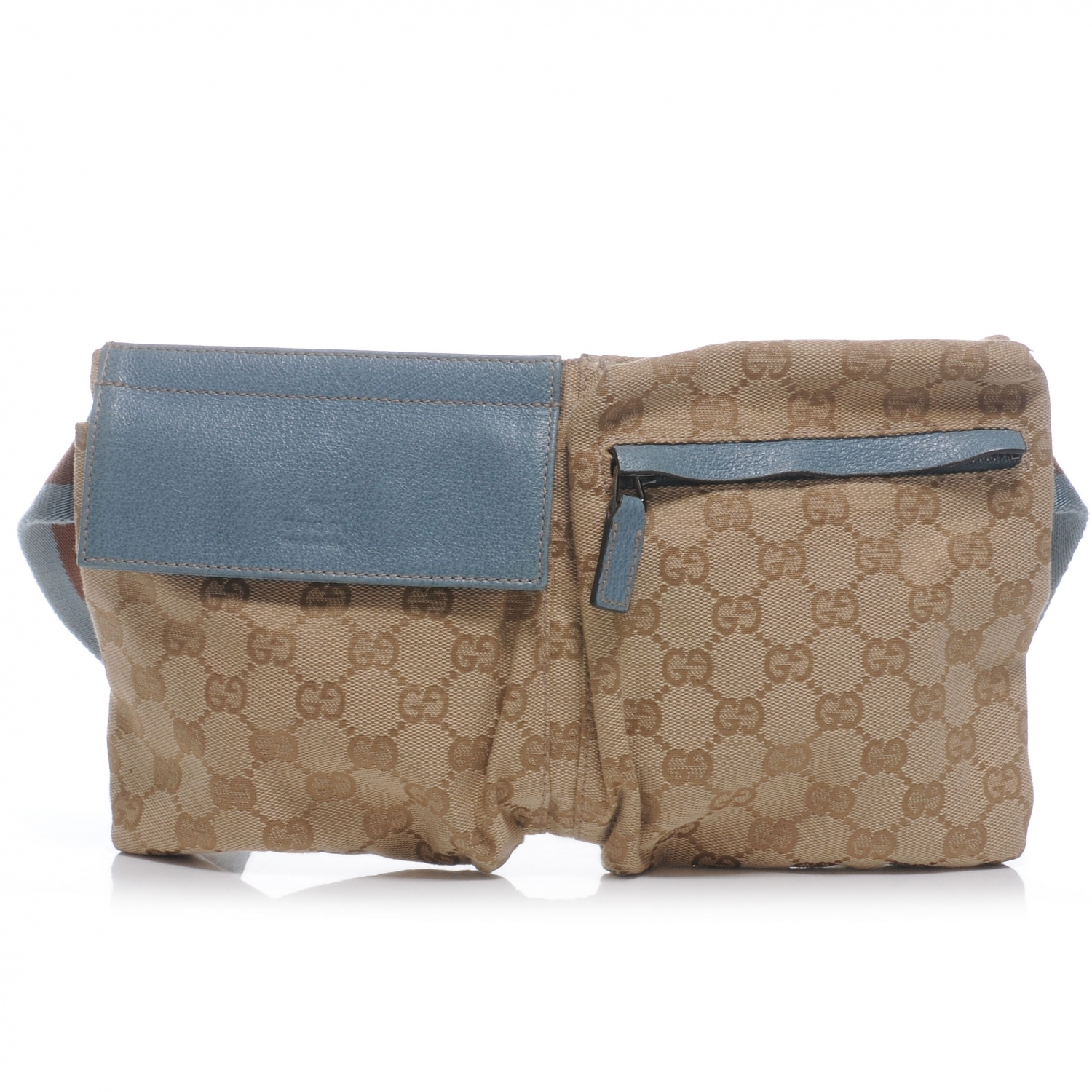 GUCCI Monogram Belt Bag Blue Brown 45330