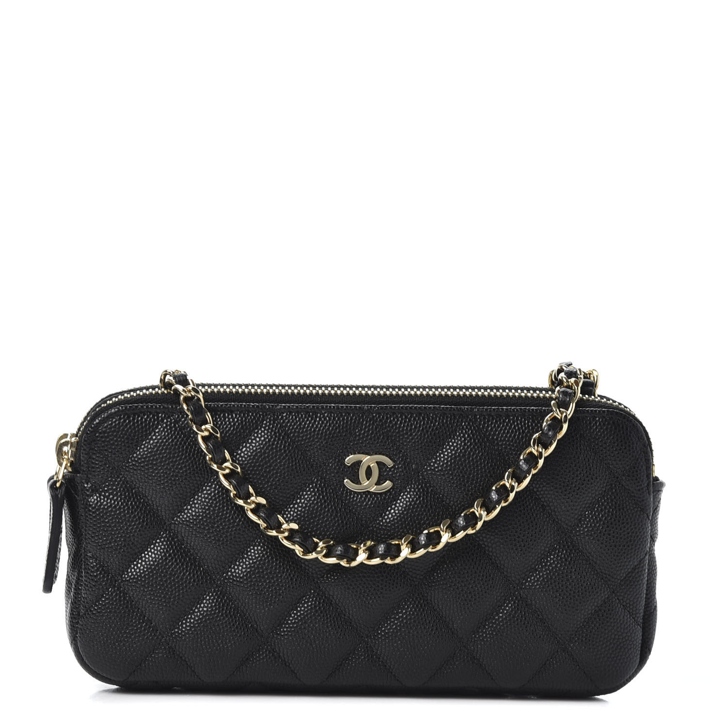 CHANEL Caviar Quilted Small Clutch With Chain Black 560861