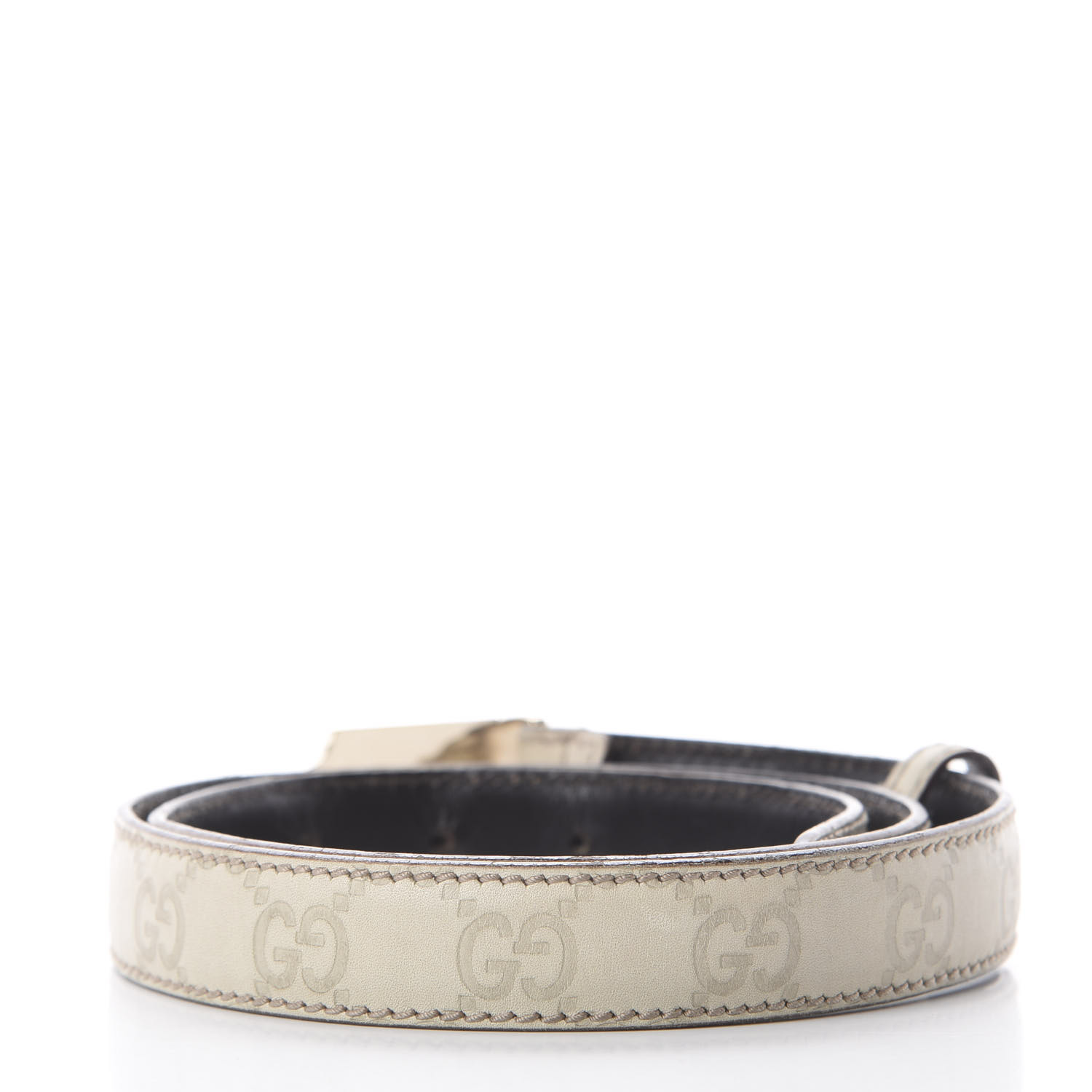 GUCCI Guccissima Belt 85 34 Off White 578179 | FASHIONPHILE