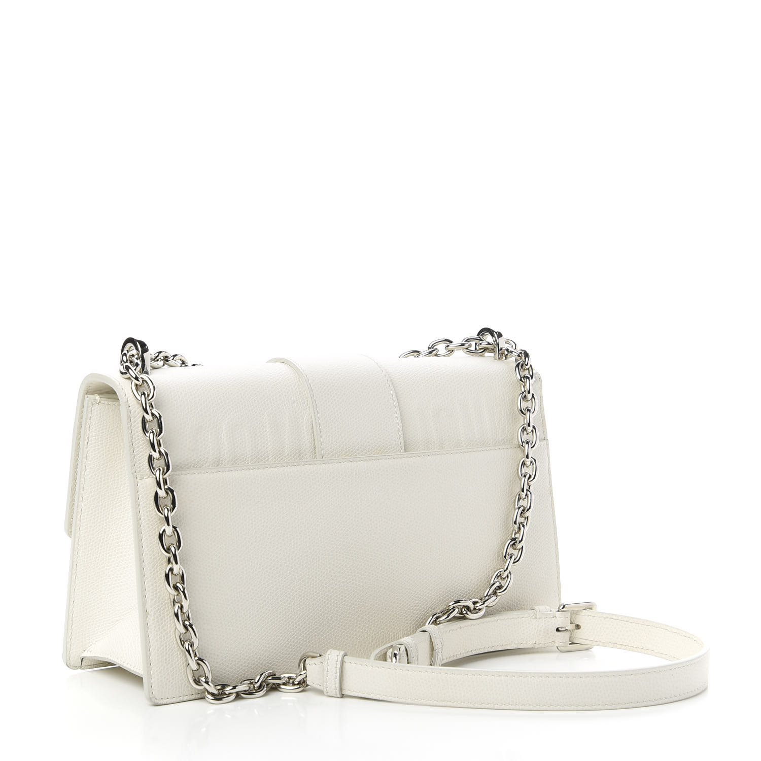 CHRISTIAN DIOR Grained Calfskin 30 Montaigne Chain Flap Bag White ...