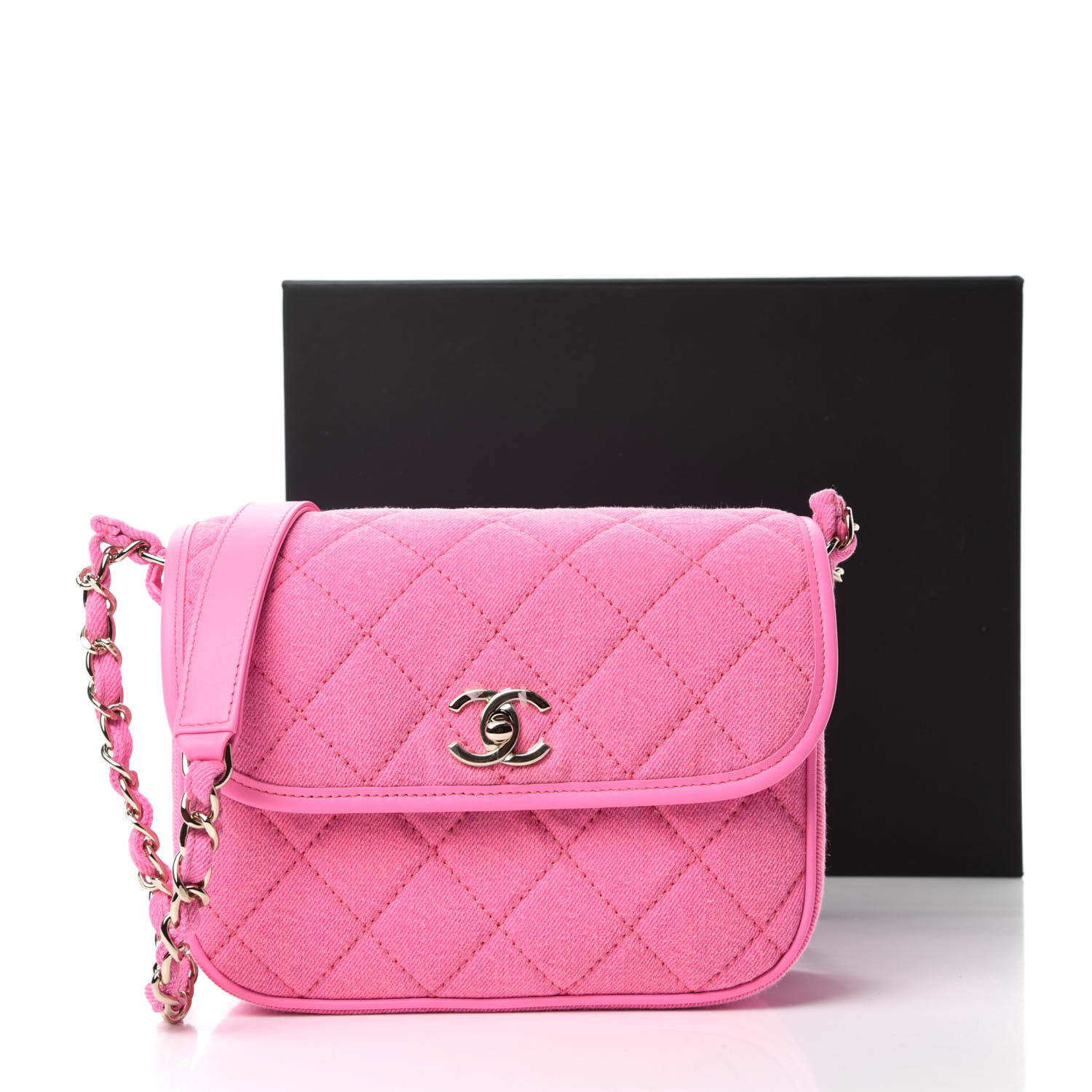 pink denim chanel bag