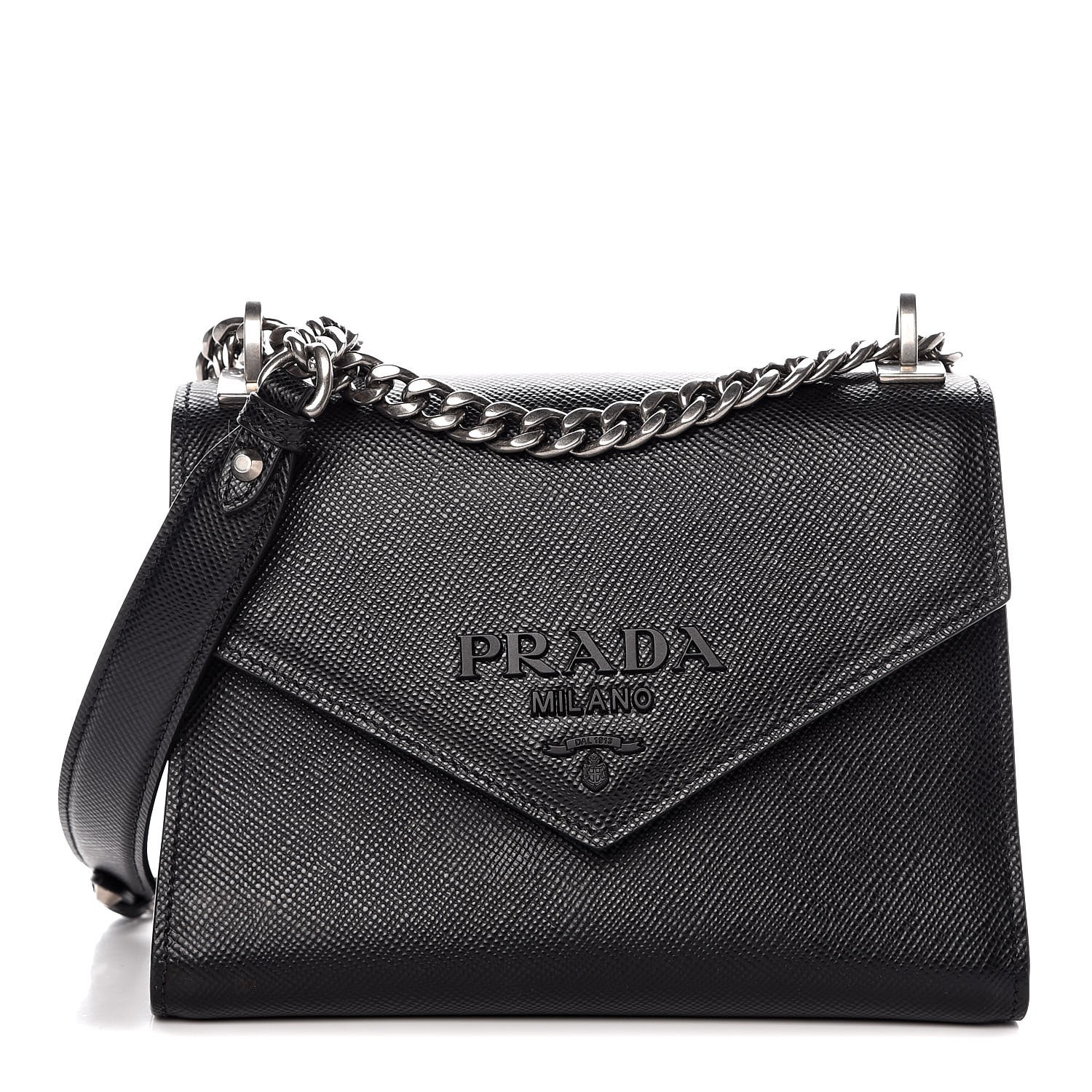 prada small monochrome leather crossbody bag