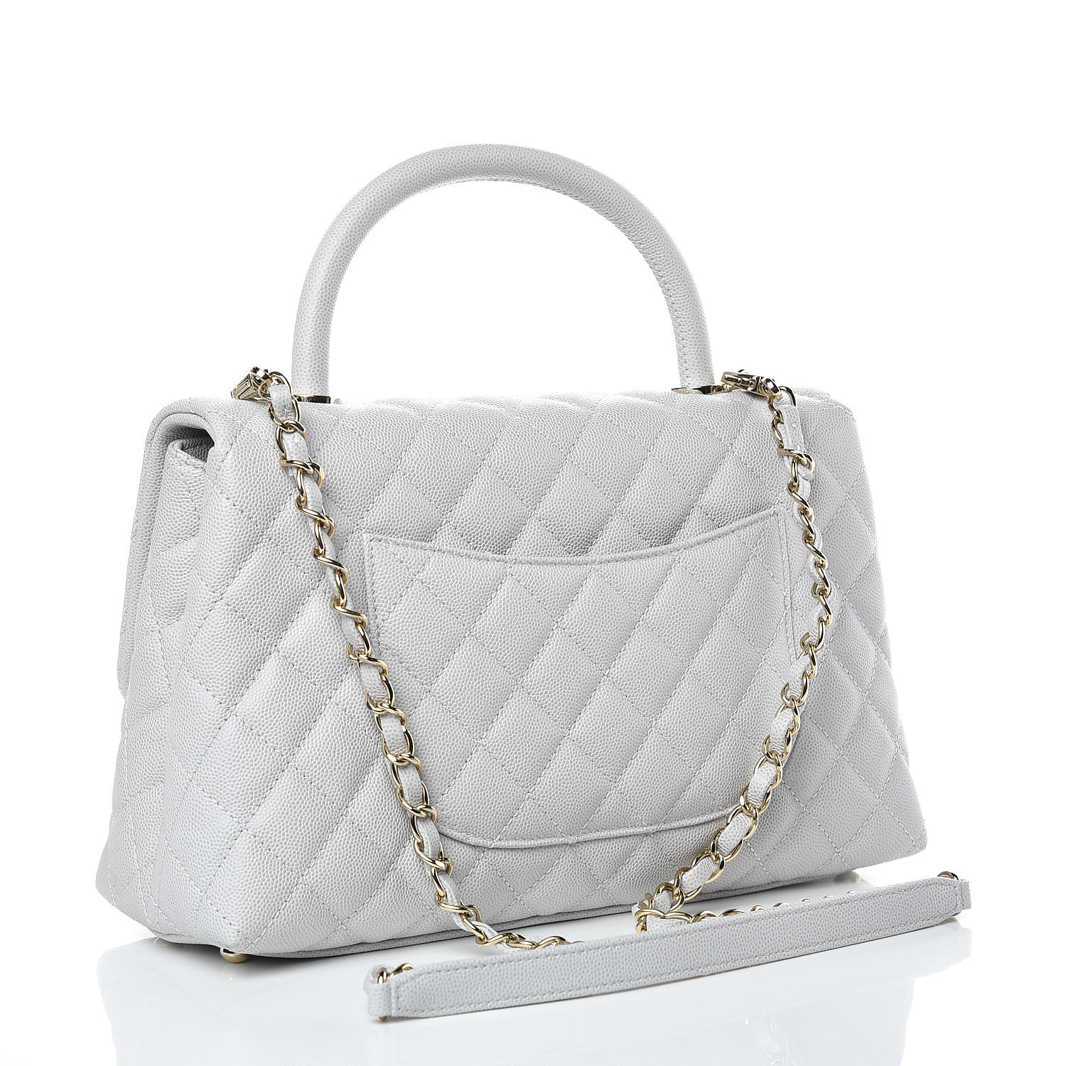 chanel coco handle light grey