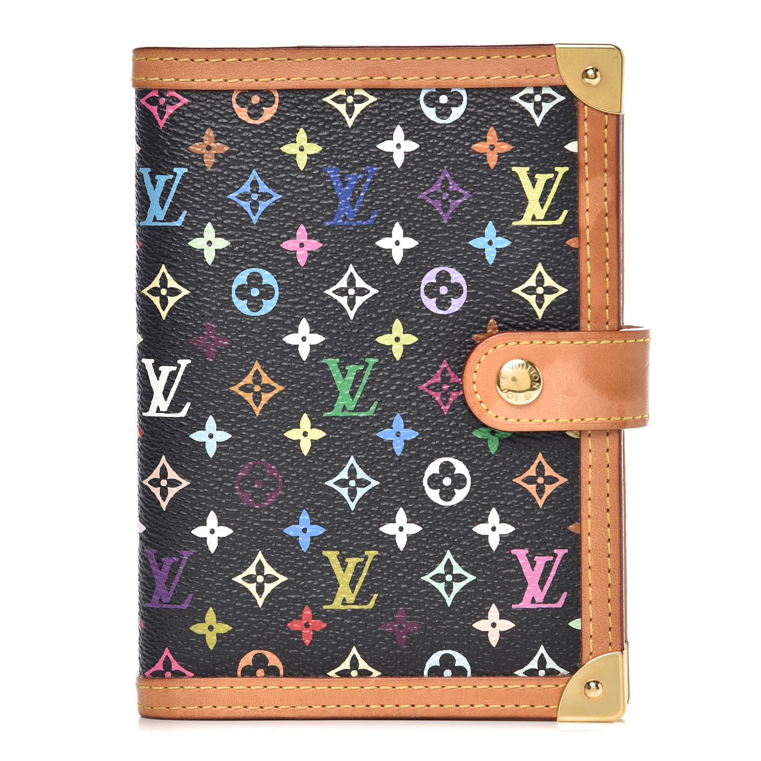 LOUIS VUITTON Monogram Multicolor Small Ring Agenda Cover Black 331544