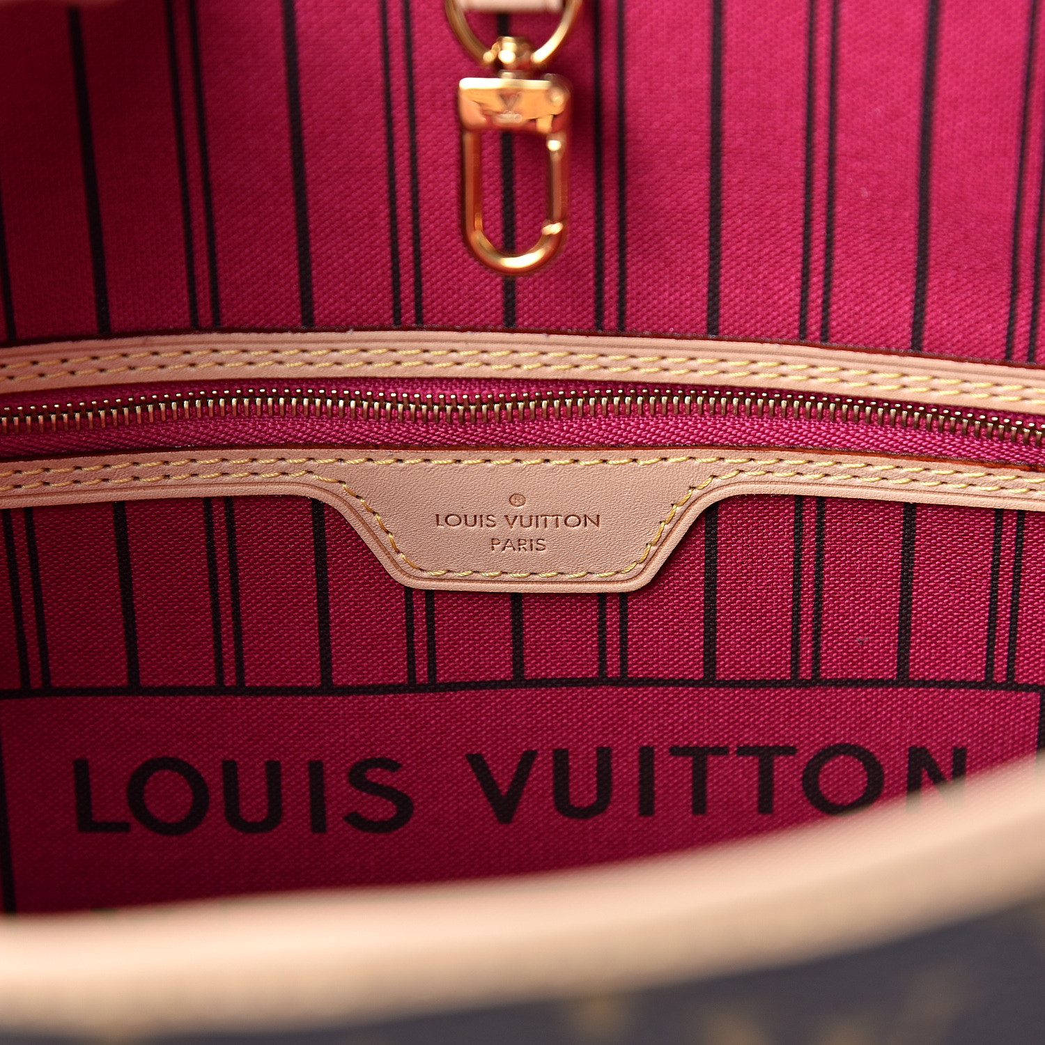 Louis Vuitton Monogram Neverfull MM GM Pouch Pochette Pink Interior