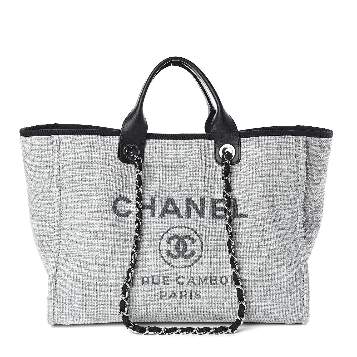 CHANEL Canvas Medium Deauville Tote Grey 547294 | FASHIONPHILE